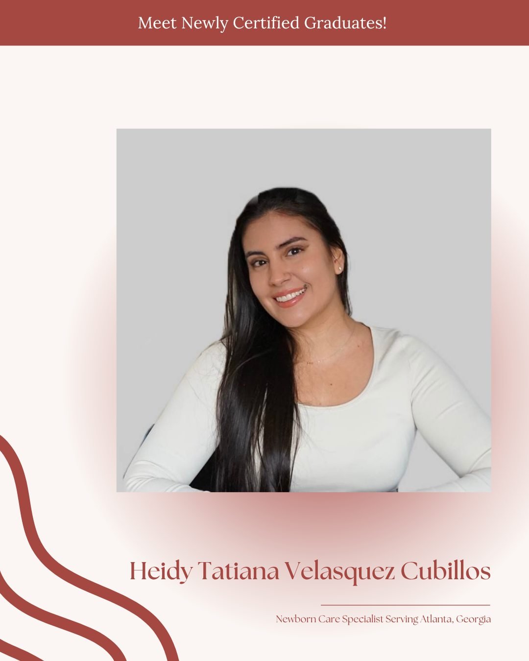 A big congratulations to Heidy Tatiana Velasquez Cubillos on becoming a certified Newborn Care Specialist serving Atlanta, Georgia. @nopregunte_ 

The newborn stage can feel overwhelming for many families, and having knowledgeable, compassionate supp
