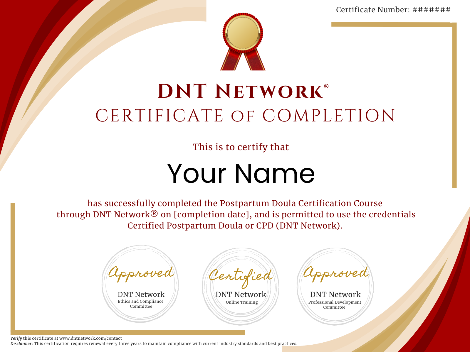 DNT network postpartum doula certification