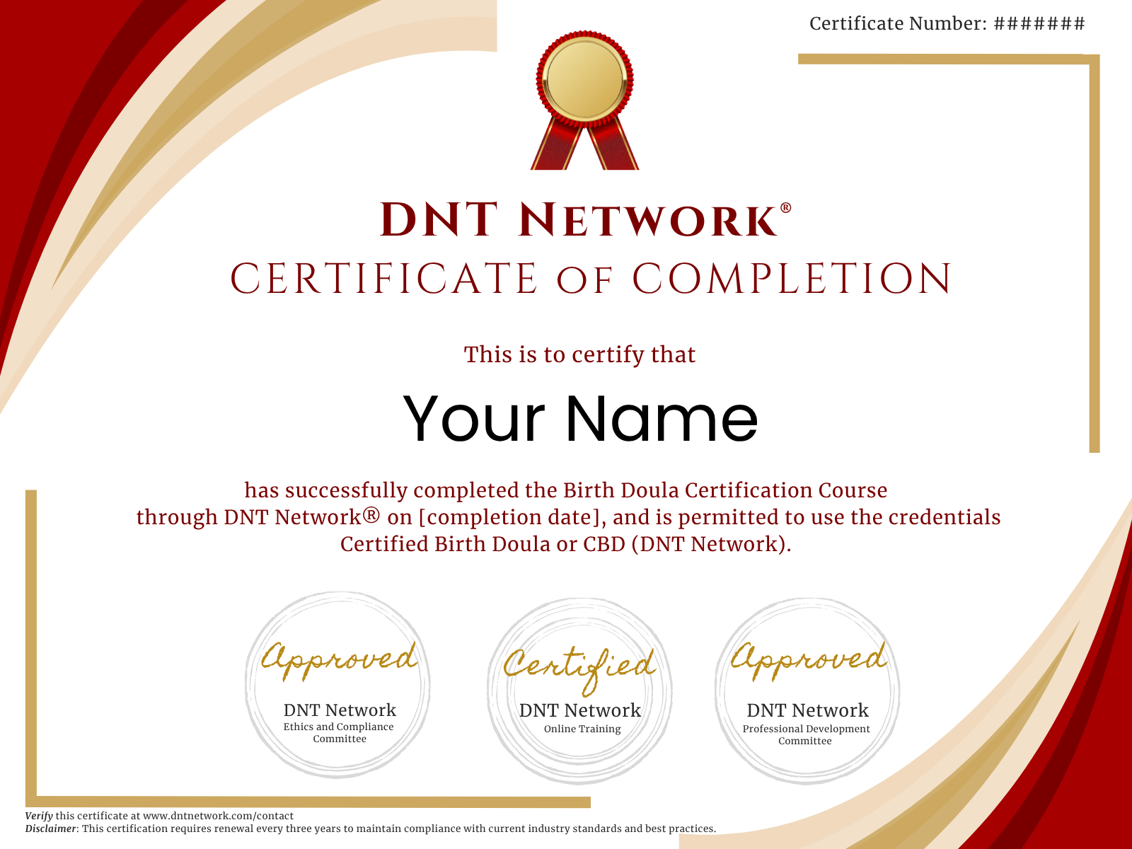 DNT network birth doula certification