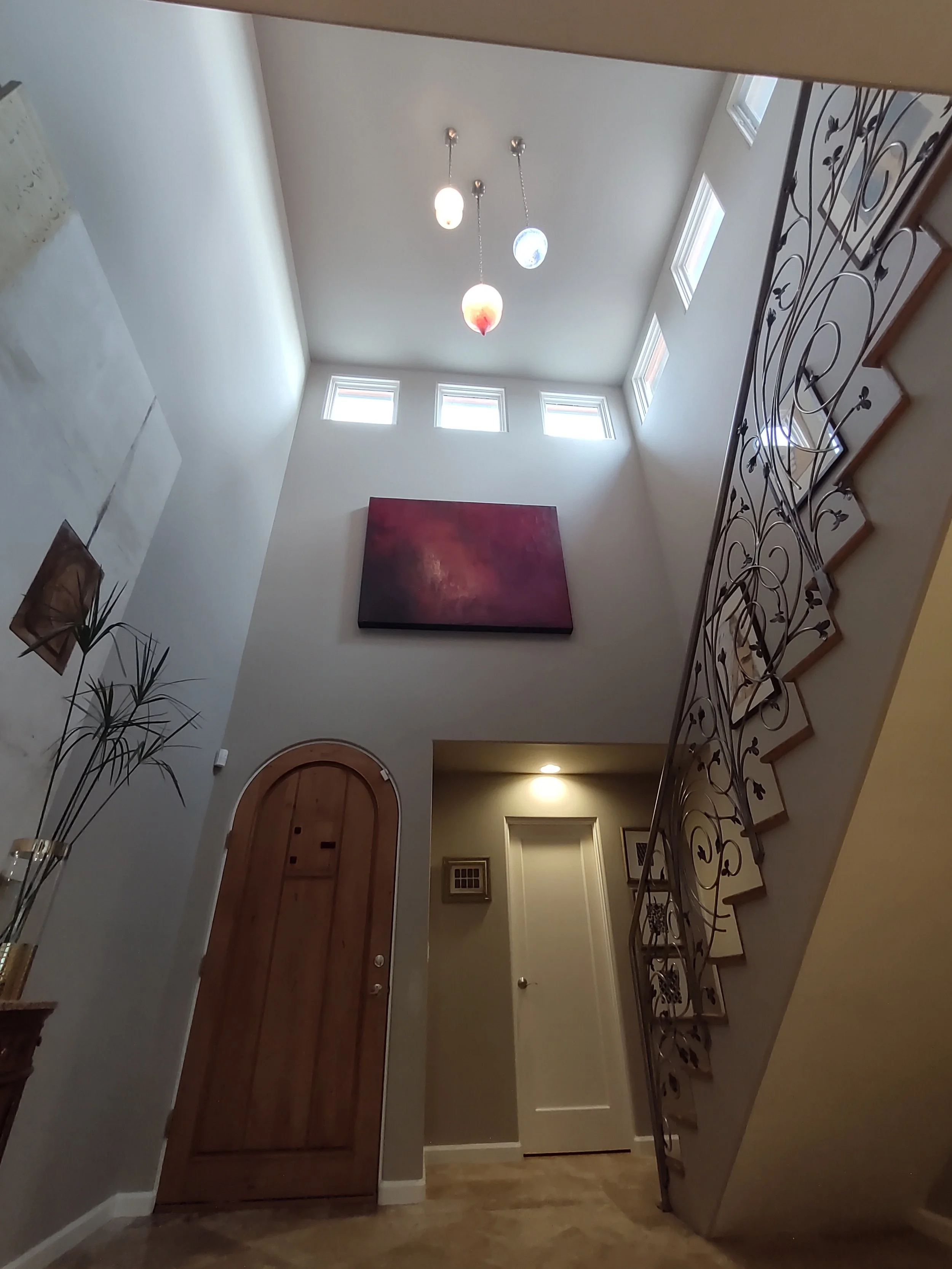 Interior Painting High Ceiling foyer walls after in Cardiff by the Sea