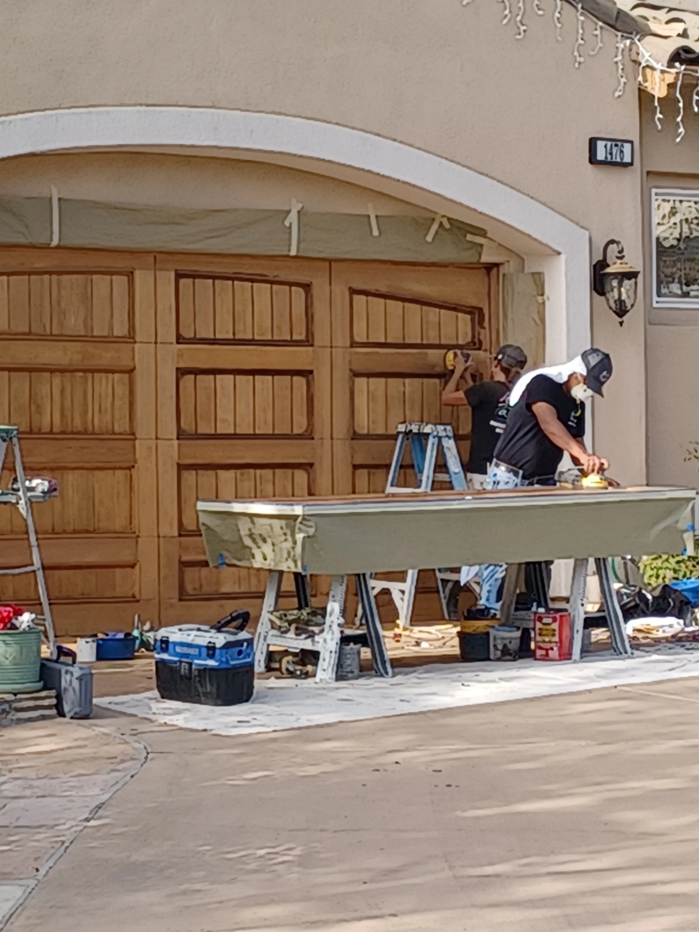 Wood garage refinishing Before in Encinitas