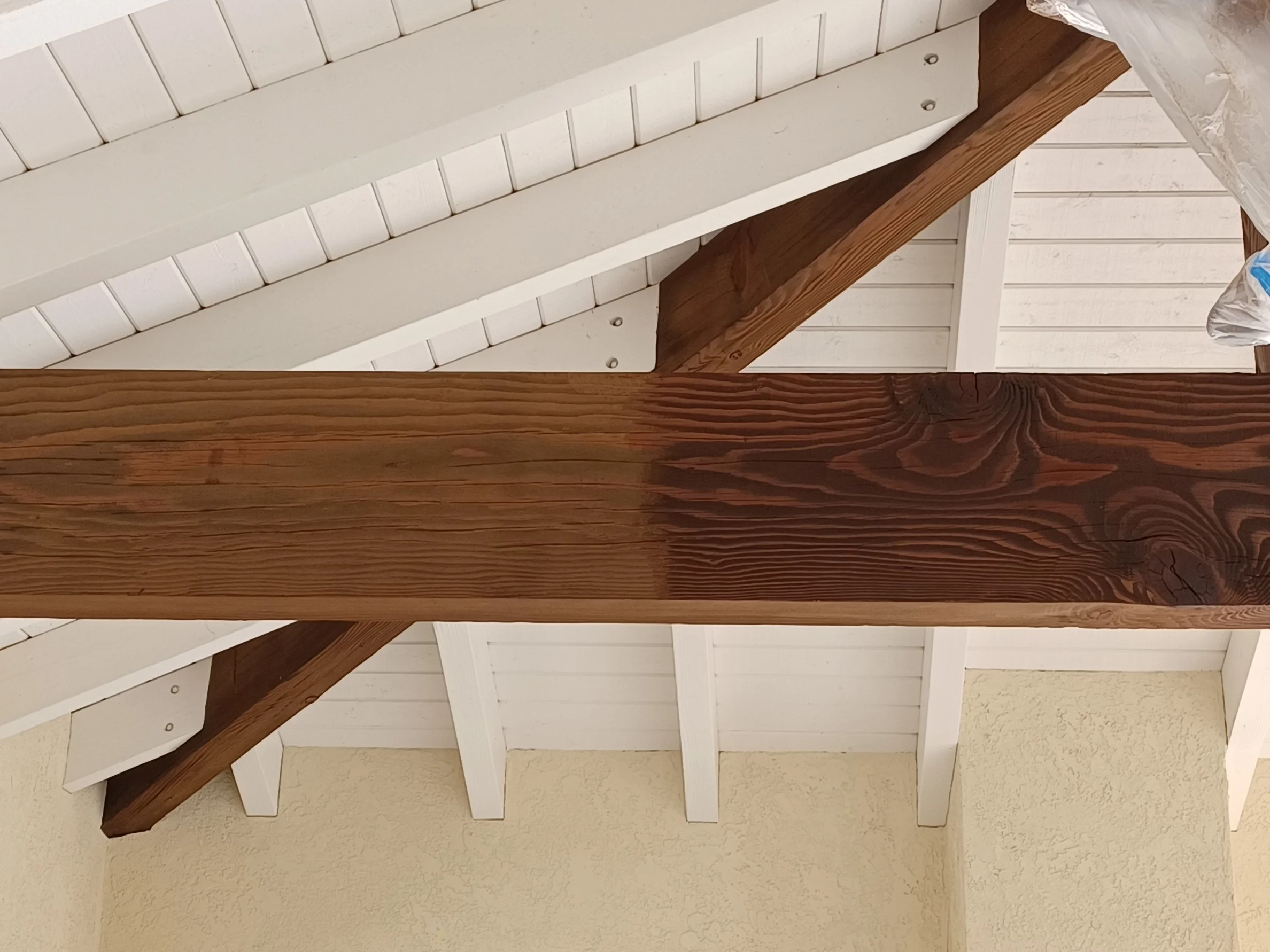 Wood stain with Penofin side by side in Olivenhein