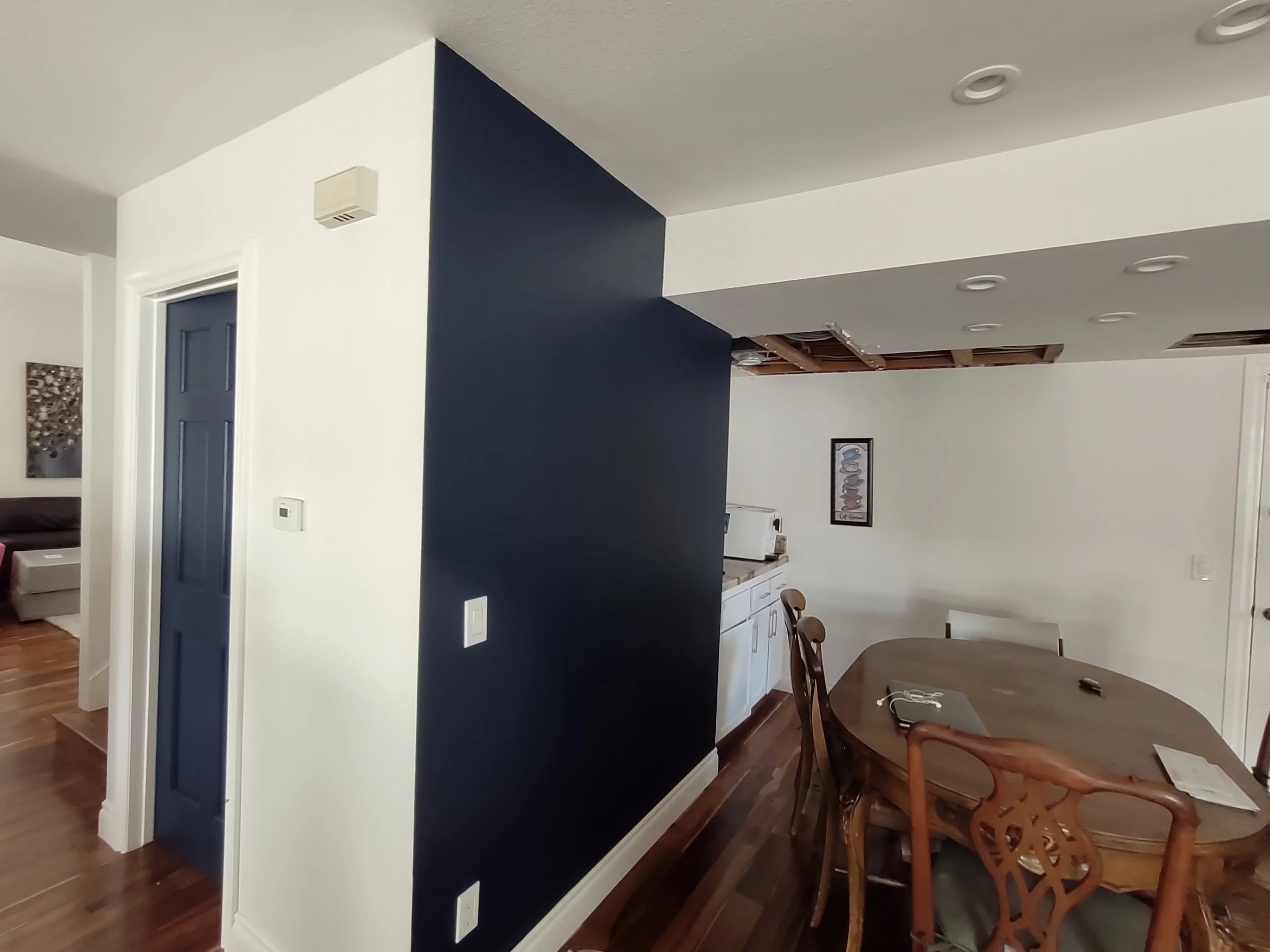 Interior Painting, Accent wall accent door, Straight line after in Poway