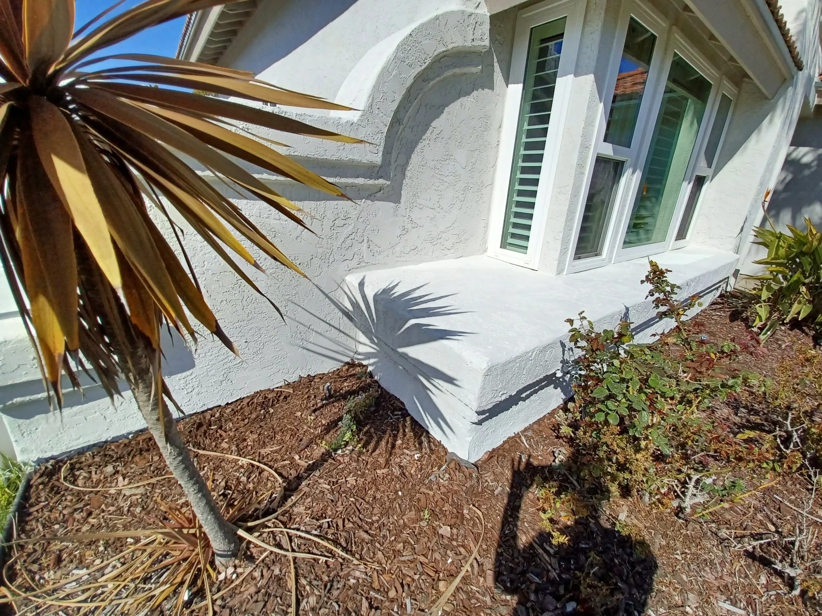 Close-up view of stucco patch After in Carlsbad
