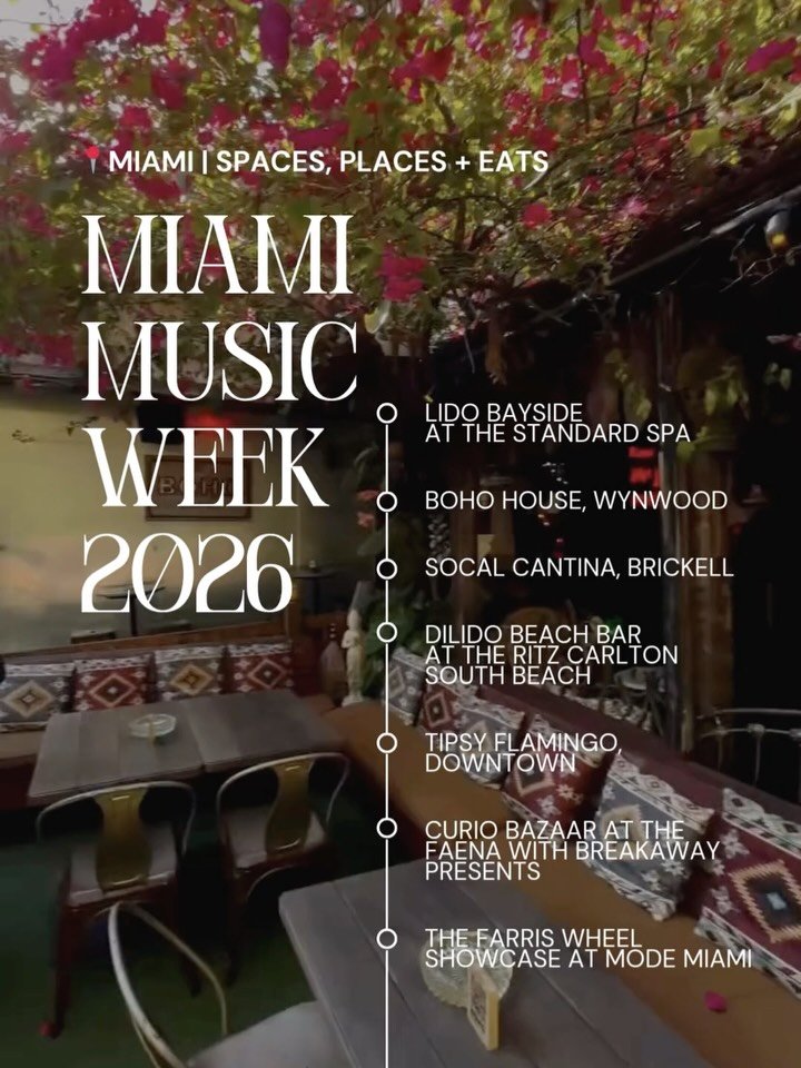 @miamimusicweek is always on the agenda.

This year, we spent the week moving through some of Miami&rsquo;s most beautiful hotels, hidden rooms, waterfront escapes, cocktail bars, boutiques, and dance floors &mdash; from VIP moments with @breakawaypr