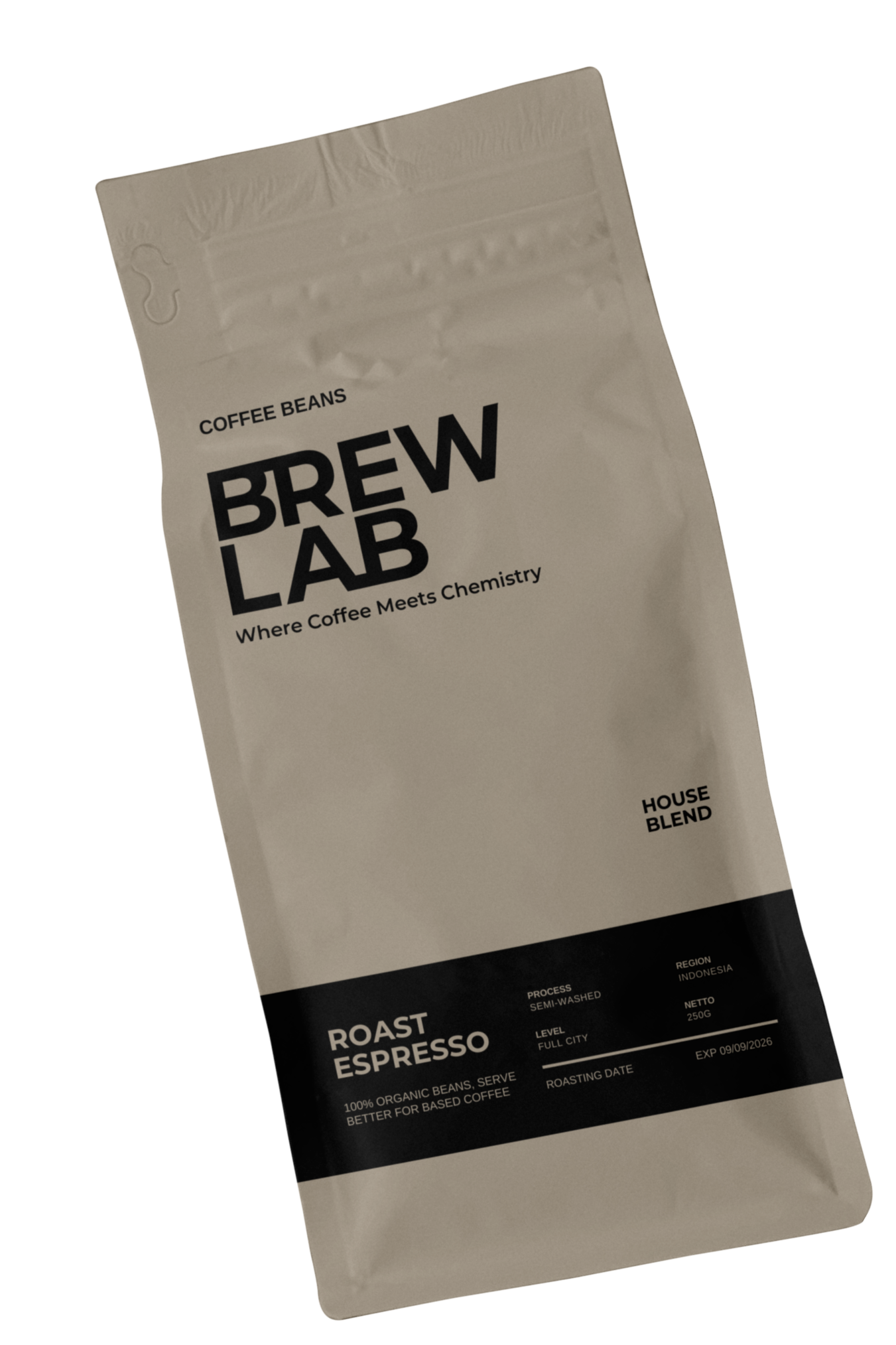 Brew Lab coffee packaging design as part of the brand identity