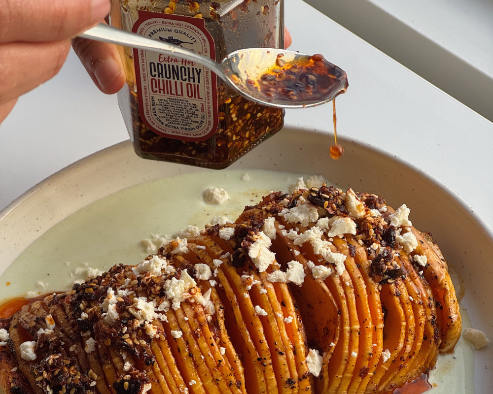 Chilli oil being drizzled onto pumpkin.png