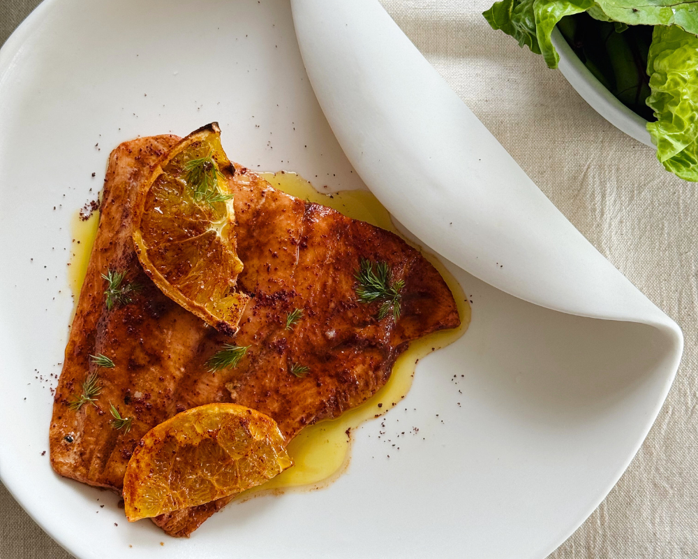 Middle Eastern Salmon with salad