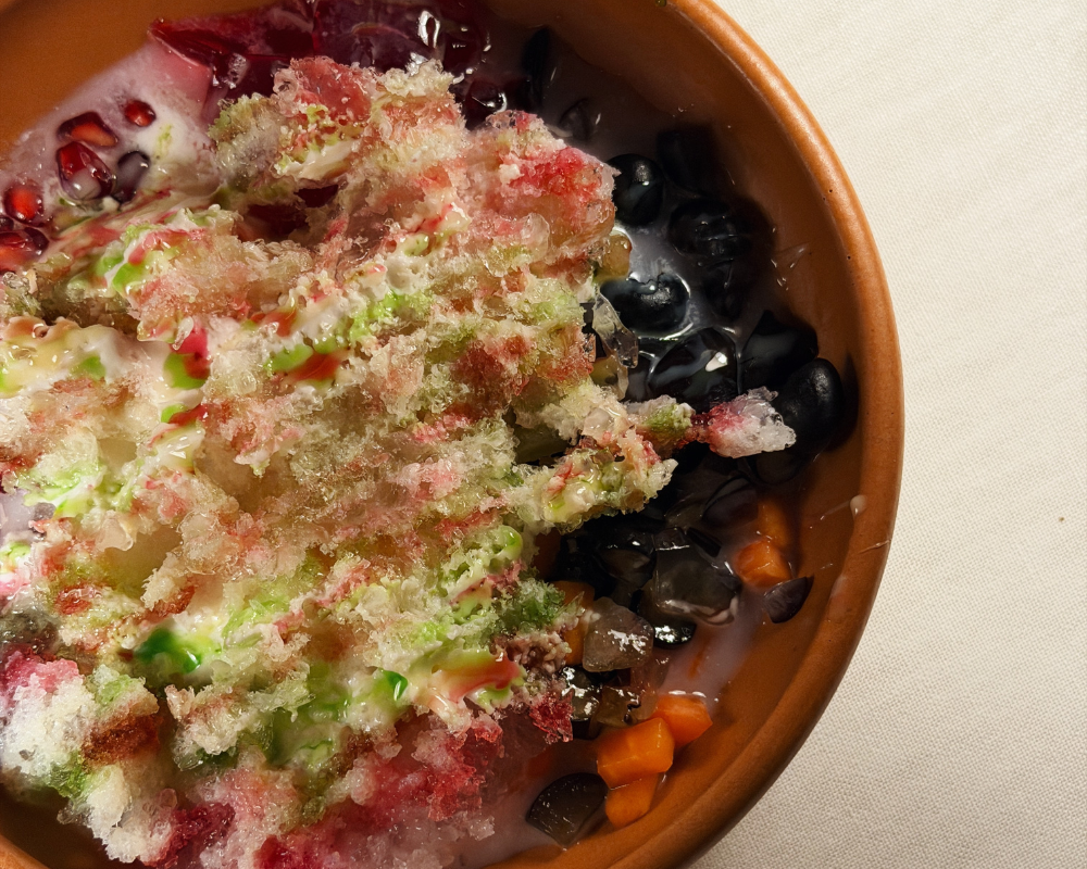  The Gadbad dessert, a colourful mix of crushed flavoured ice, jelly and seasonal fruit at The Johri Restaurant, Jaipur. 