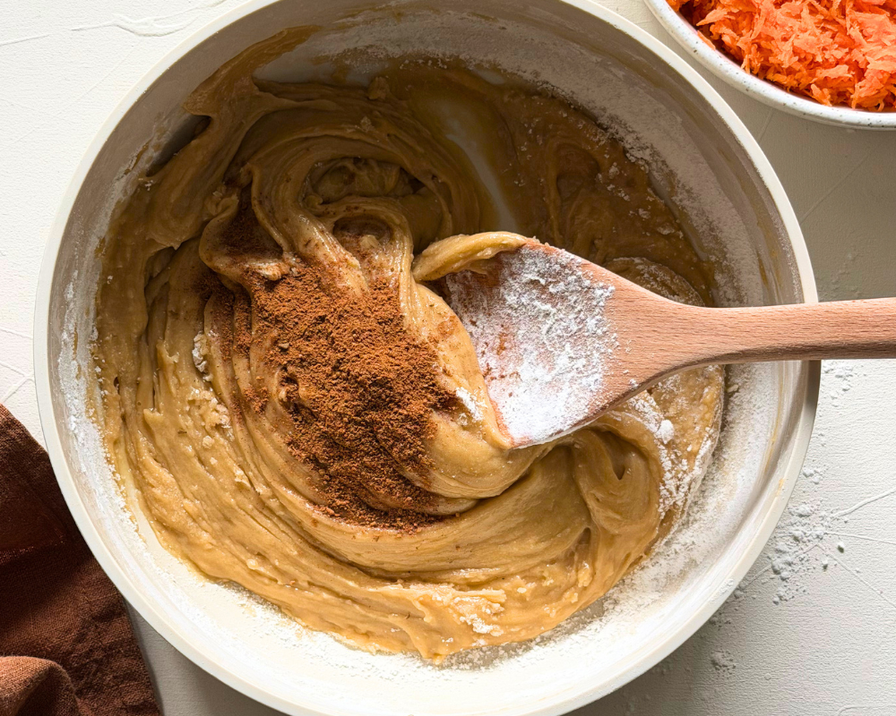 Spices added to Carrot cake loaf batter.png