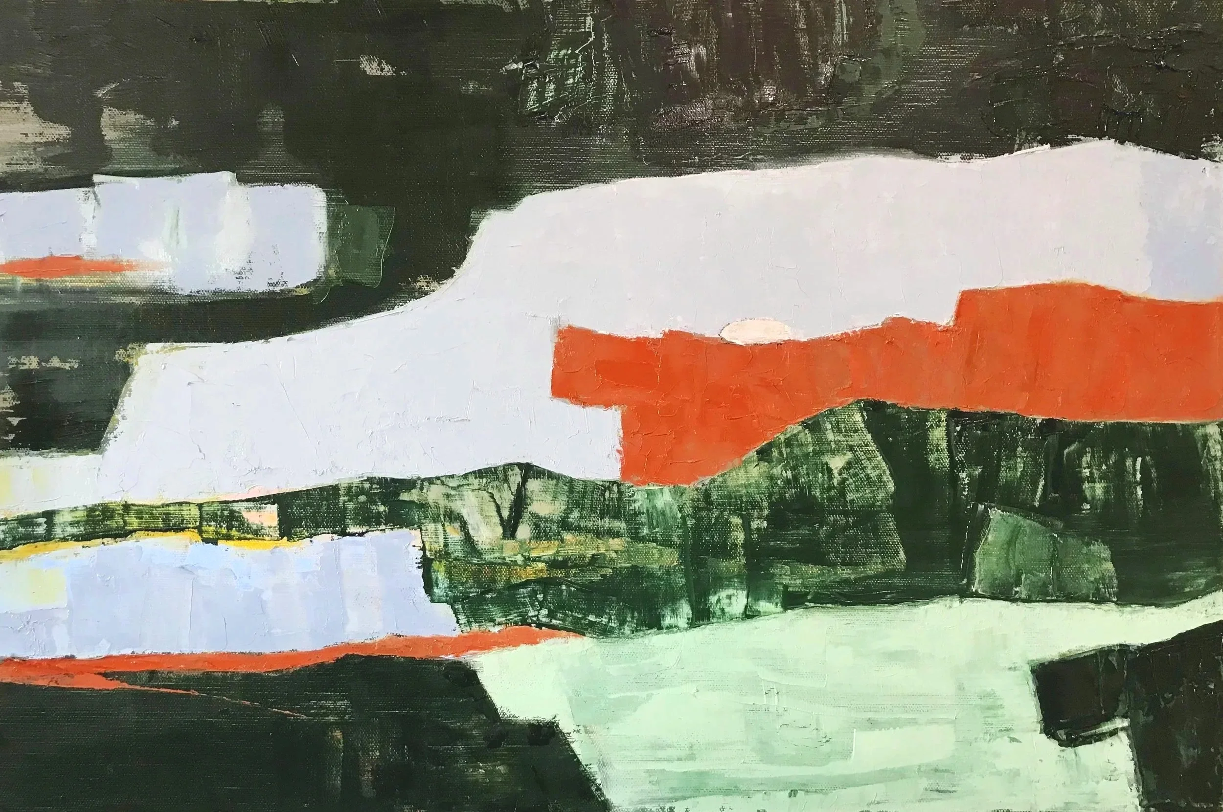 Asleep at the Edge (2023, oil on linen,  40 x 60 cm)