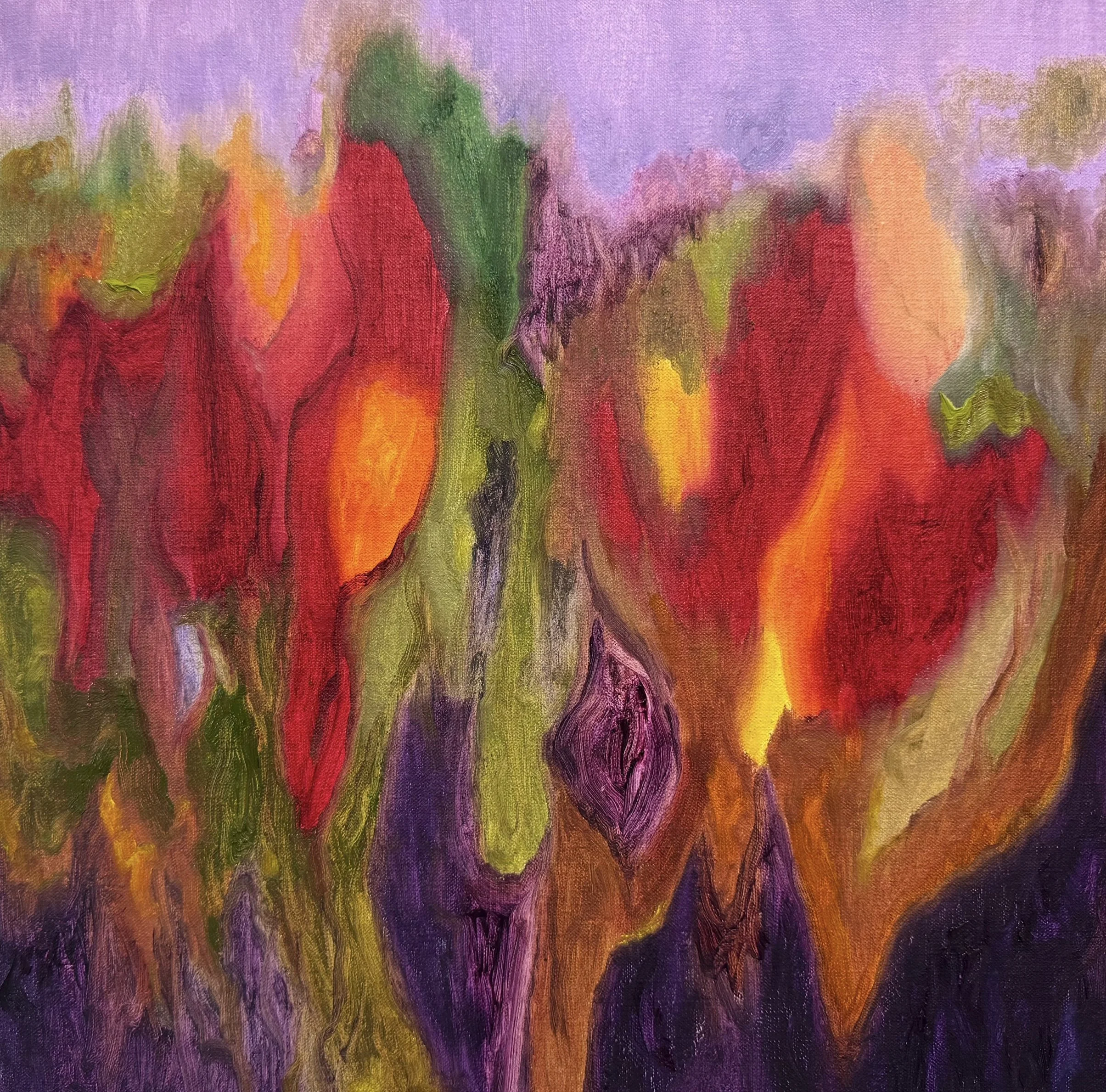 Tulip Opera, 2025. Oil on linen - 40 x 40 cm