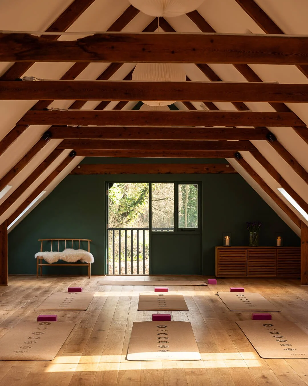 The-Barn-at-Melancoose-set-up-for-a-yoga-retreat-with-mats-and-blocks.jpg