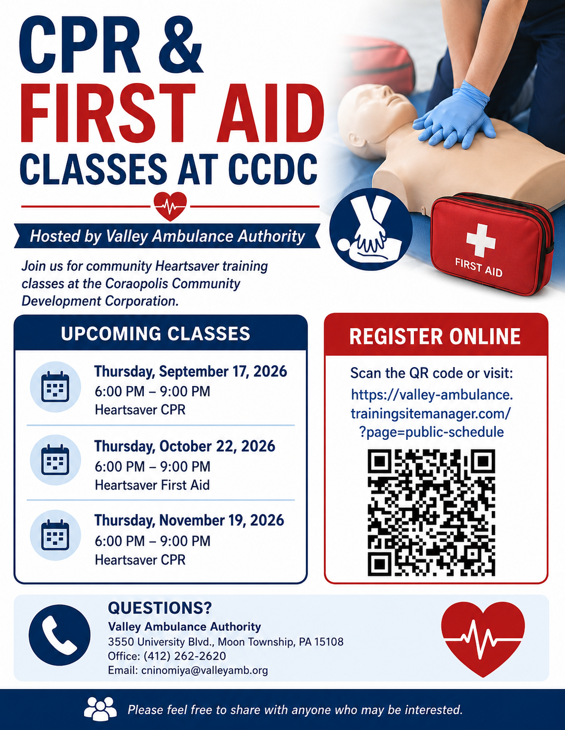 CPR and First Aid Classes Hosted by Valley Ambulance Authority
