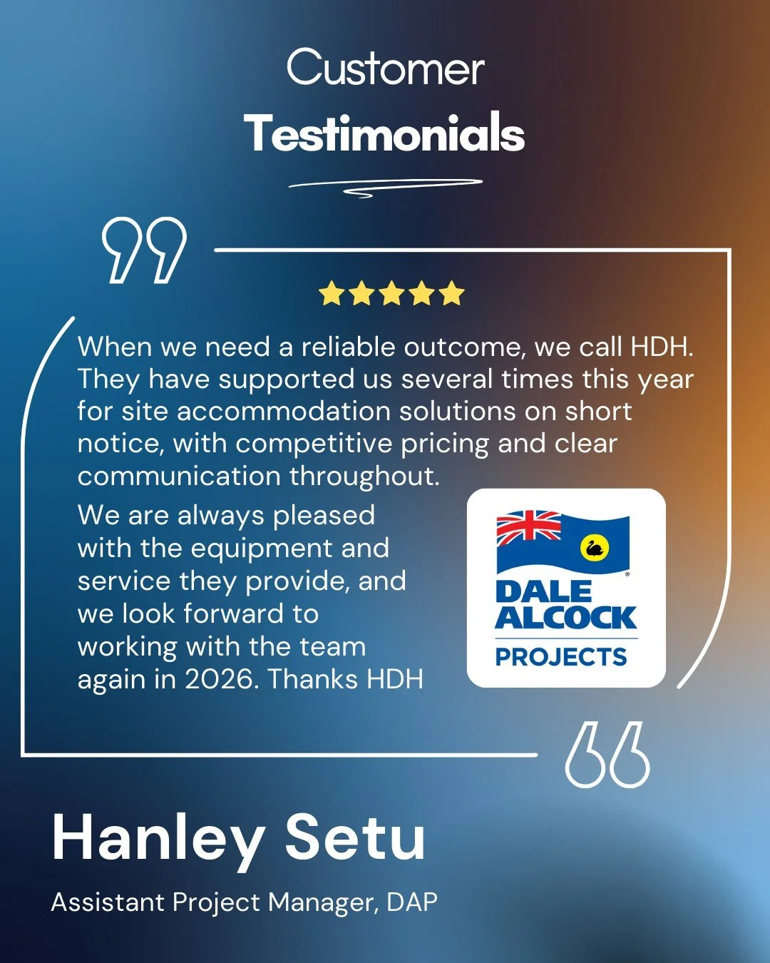 It is always a privilege to support their team with site accommodation and short notice solutions. We appreciate the trust and look forward to delivering more outcomes together in 2026.