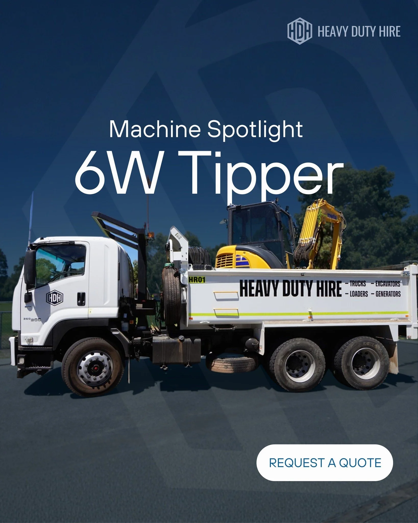 Machine Combo Spotlight!

Our 6W Tipper, freshly wrapped with HDH decals, recently delivered our 5T Excavator straight to site and ready for work.

This 6W + 5T combo is ideal for:
&bull; Service trenching
&bull; Drainage installs
&bull; Tight access