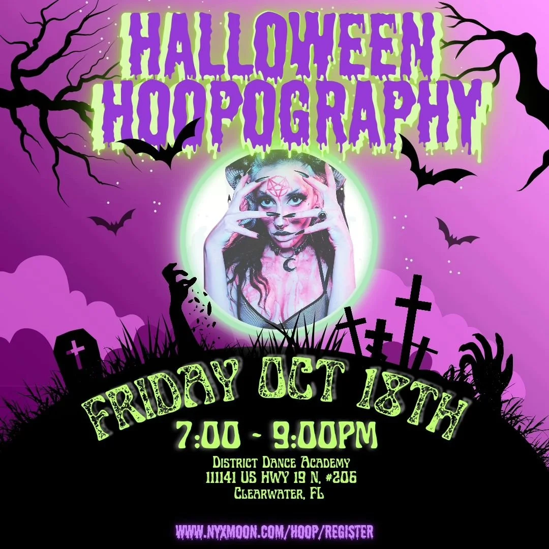 🎃🪄 Ready to conjure some spooky moves under the full moon? 🌕👻 Join me for Halloween Hoopography on Friday, Oct 18th at @districtdanceacademy from 7-9 PM! Let&rsquo;s summon the spirits with some hoop magic and get wicked with our flow! 🖤✨ Costum