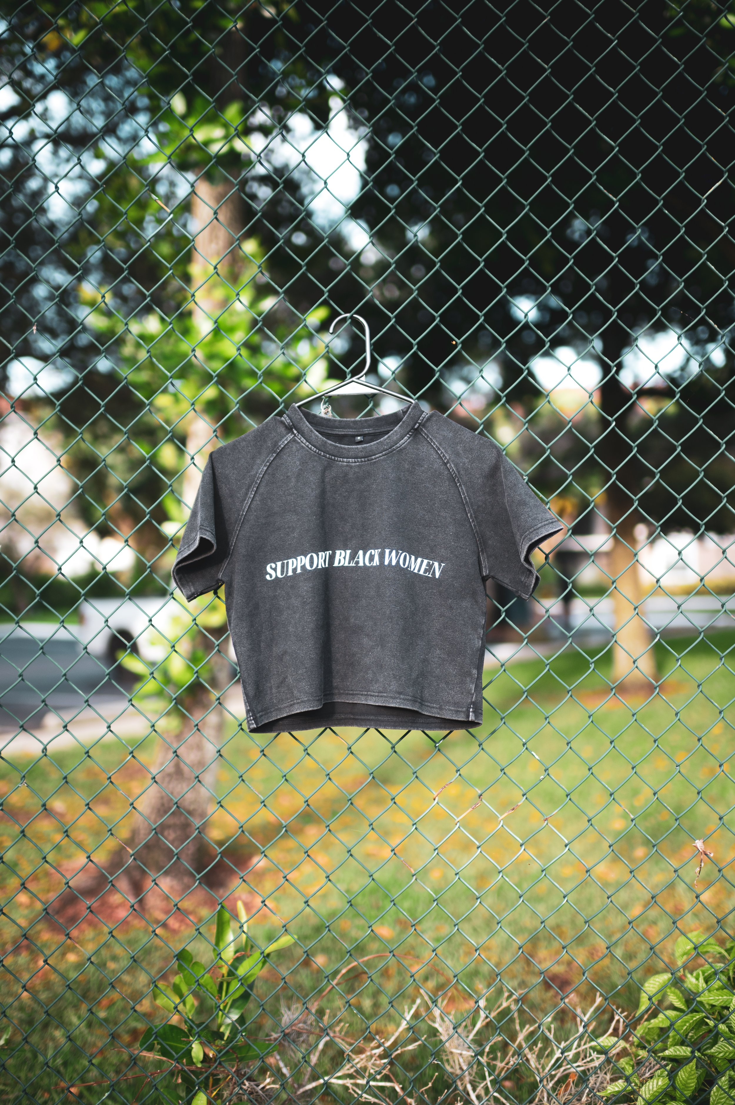 "Support Black Women" - Women's Mineral Wash Raglan Crop T-Shirt