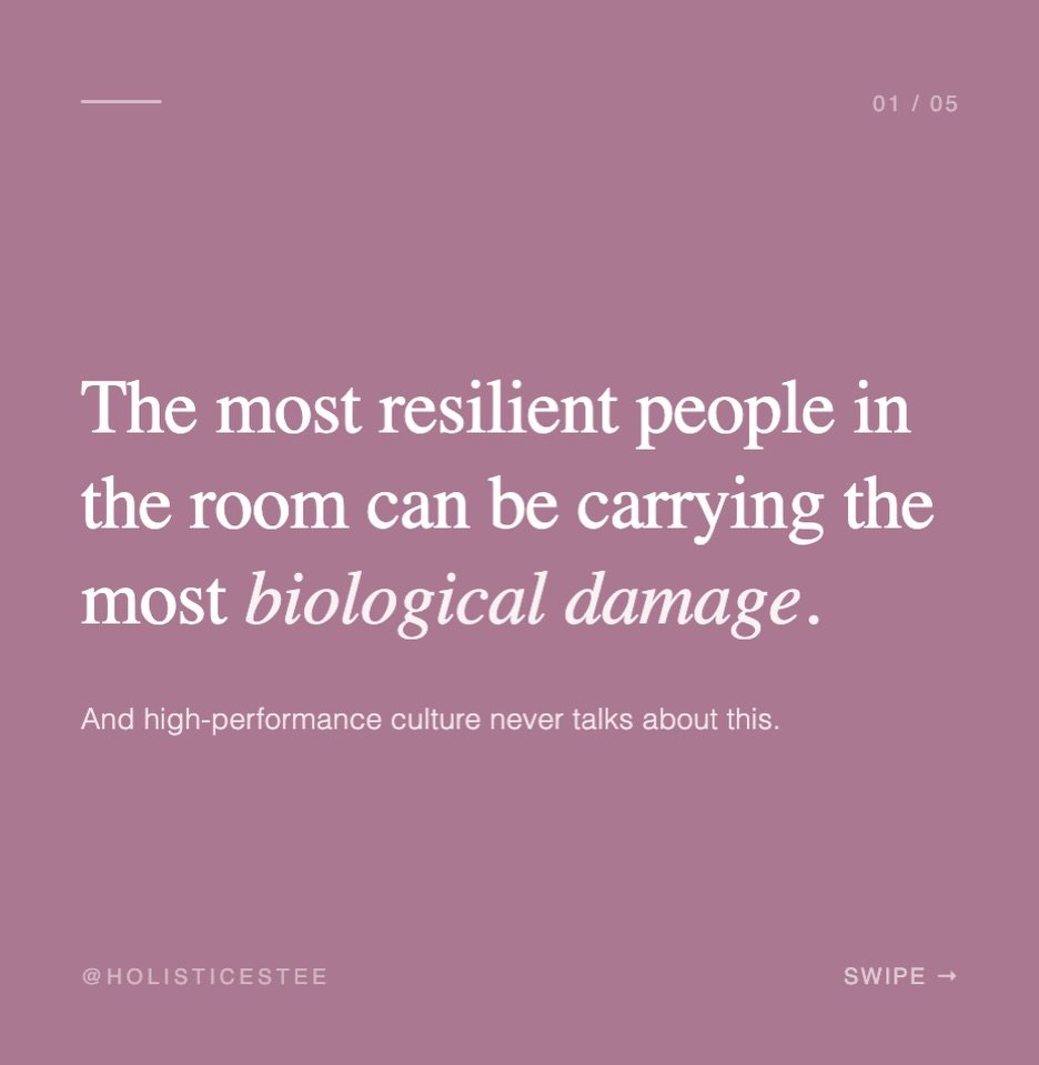 Resilience is worn as a badge of honour in high-performance culture.

But the biology tells a different story and it&rsquo;s time we start to listen. 

There&rsquo;s a concept in stress biology called allostatic load : the cumulative biological wear 
