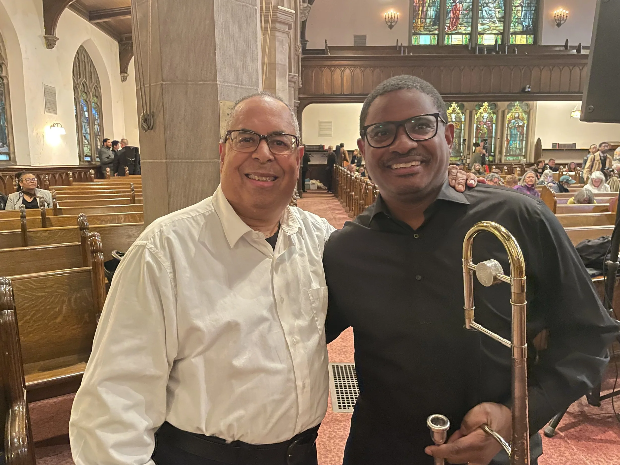 Mark with Brent White, trombone player with the Captain Black Big Band and director of Drexel University's Jazz Band!