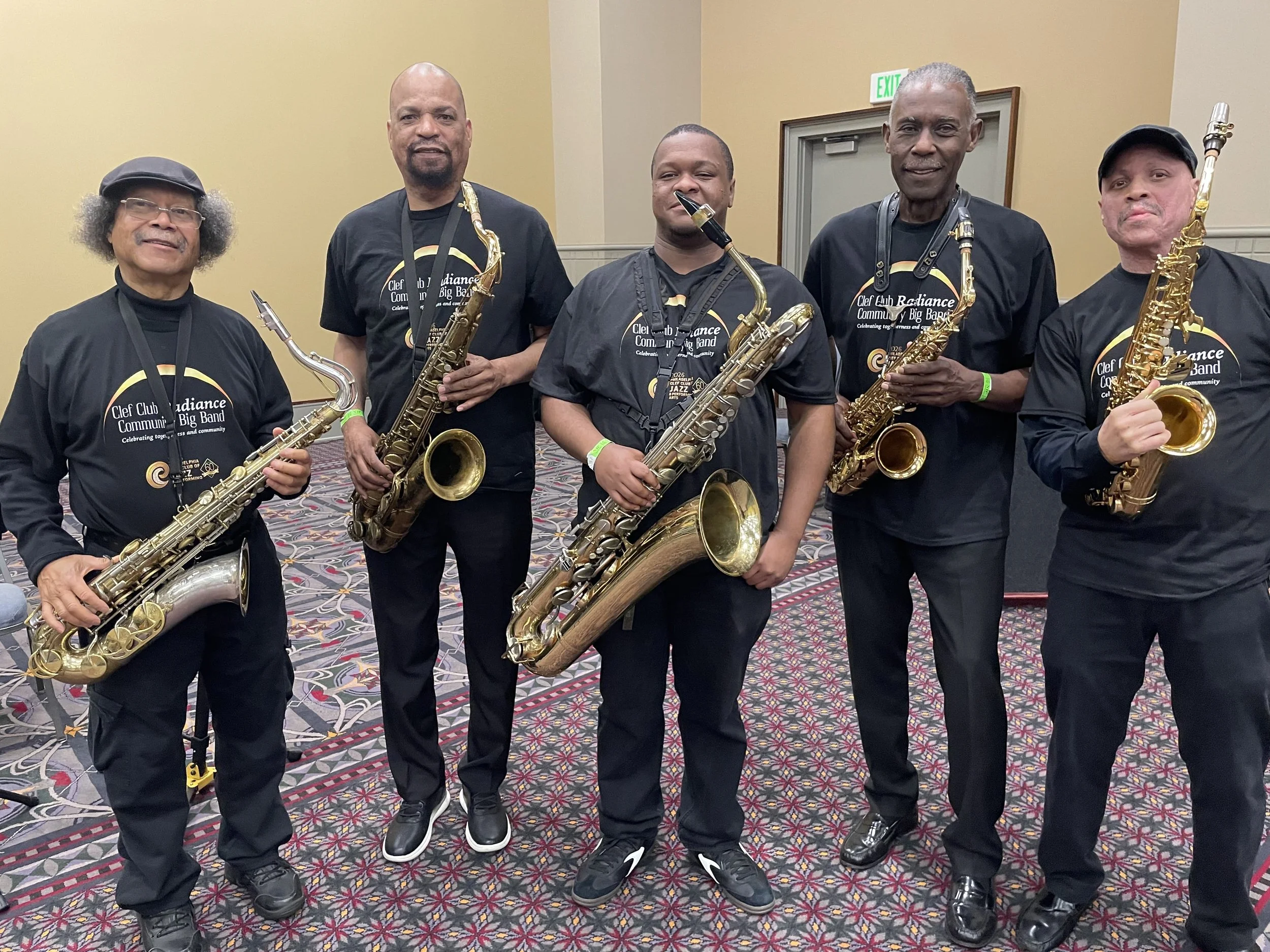 The "Radiance" Community Big Band saxophone section at the National Jazz Festival.
