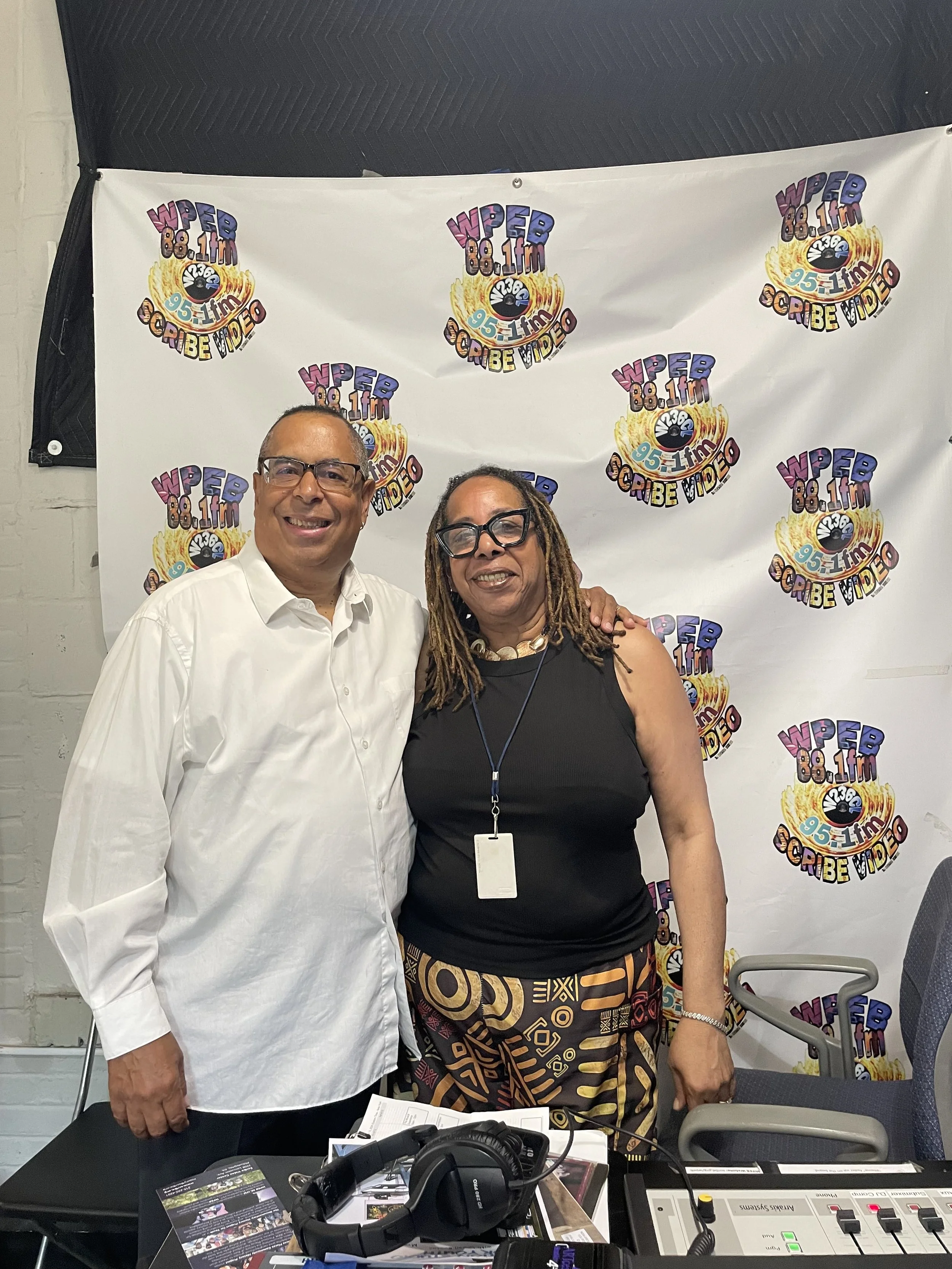 Mark, leader of the "Jazz Crew" Big Band with Renee McBride, host of the radio show, The Shed Kitchen.