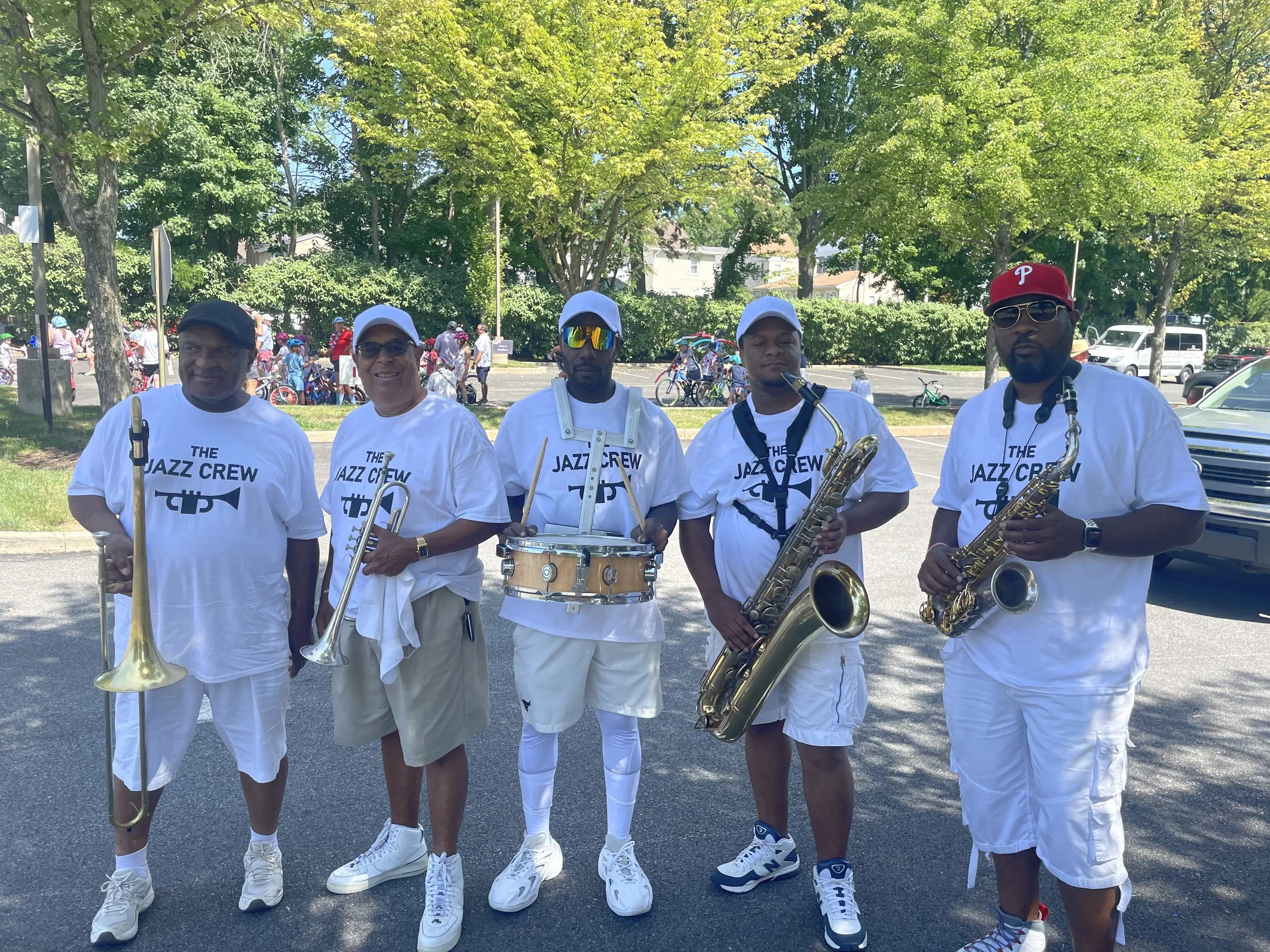 The "Jazz Crew" Parade Band at the Bryn Mawr Independence Day Parade, 2026.