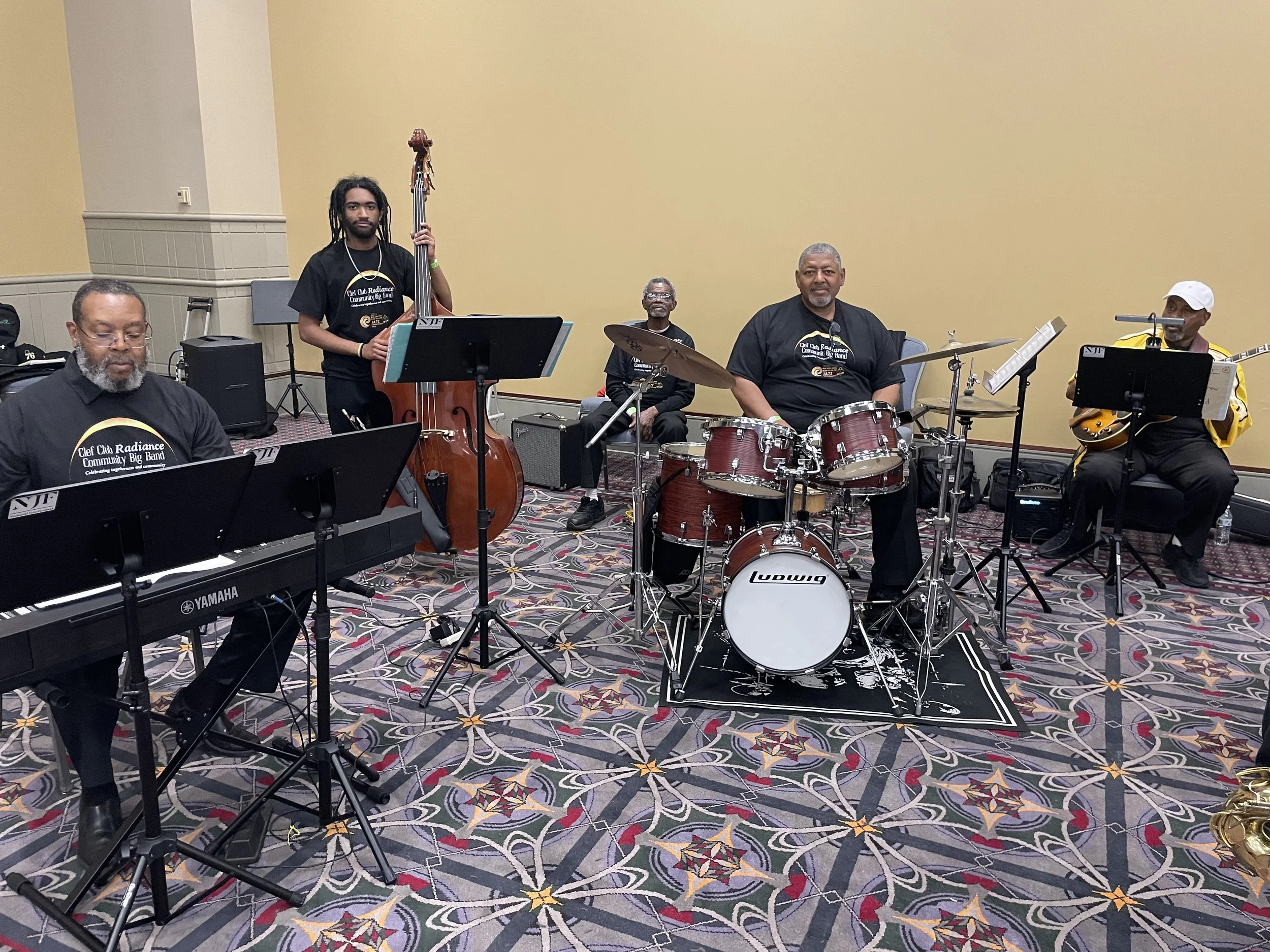 The "Radiance" Community Big Band rhythm section at the National Jazz Festival.