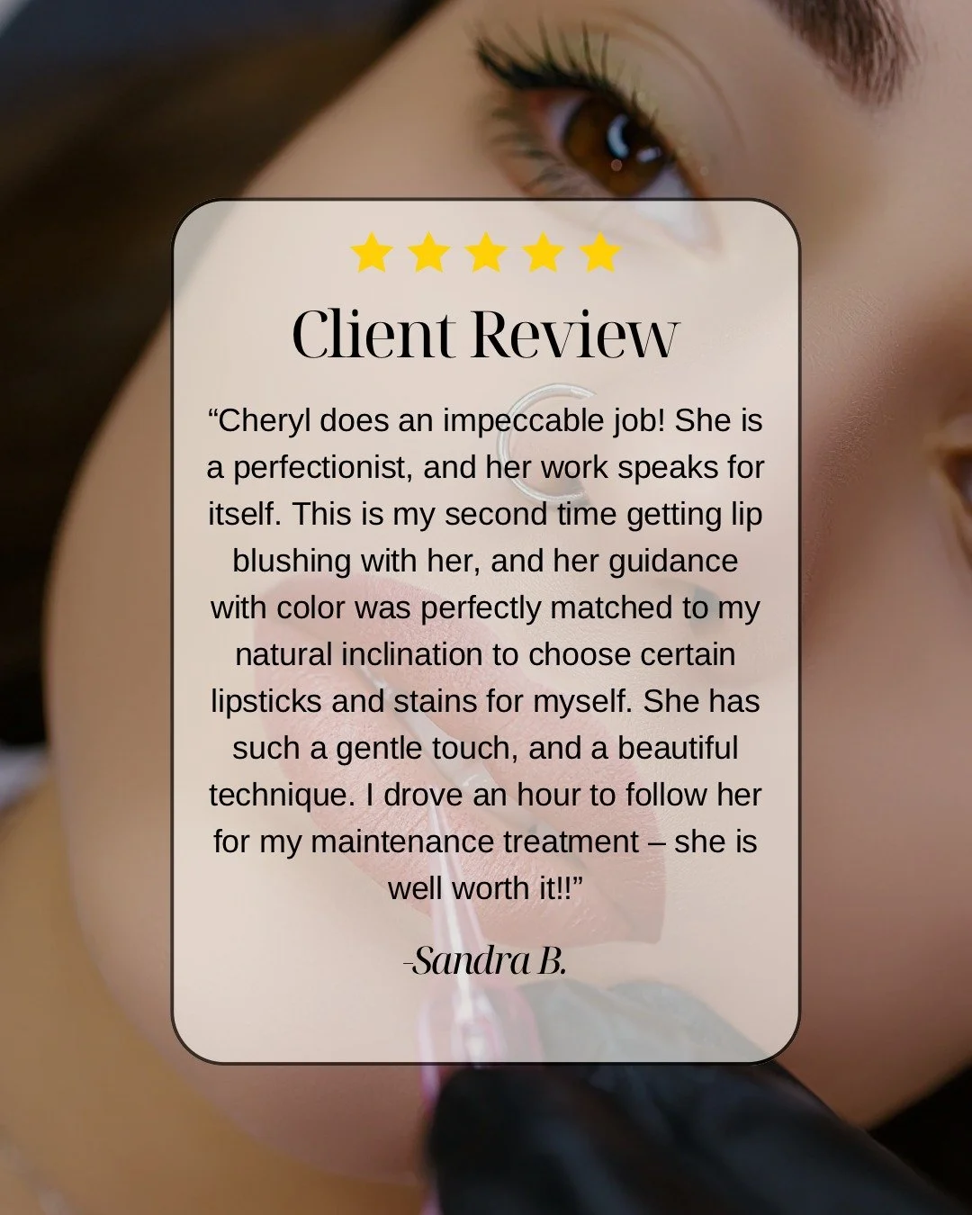 Clients like Sandra remind me why I love what I do. 💛
A gentle touch, perfectly matched color, and results that last&mdash;that&rsquo;s the Lemon &amp; Lush experience.

Thank you, Sandra, for trusting me again with your beautiful lips! 💋✨