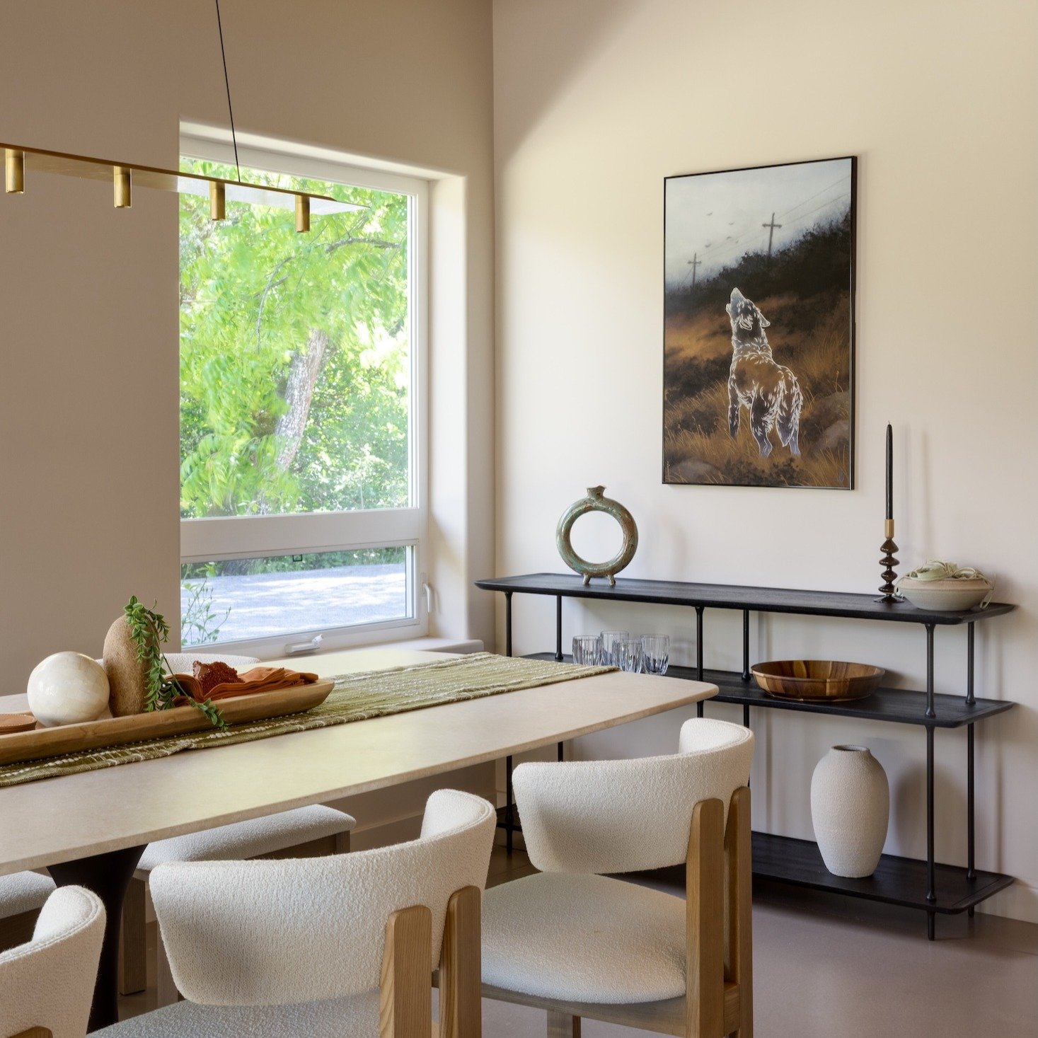Once we had locked-in on the atmosphere and color palette for our Olive Valley House project we knew we had the perfect opportunity to use artwork from the incredible @dappermouth, the emotional gravity of their work is as stunning as it is beautiful