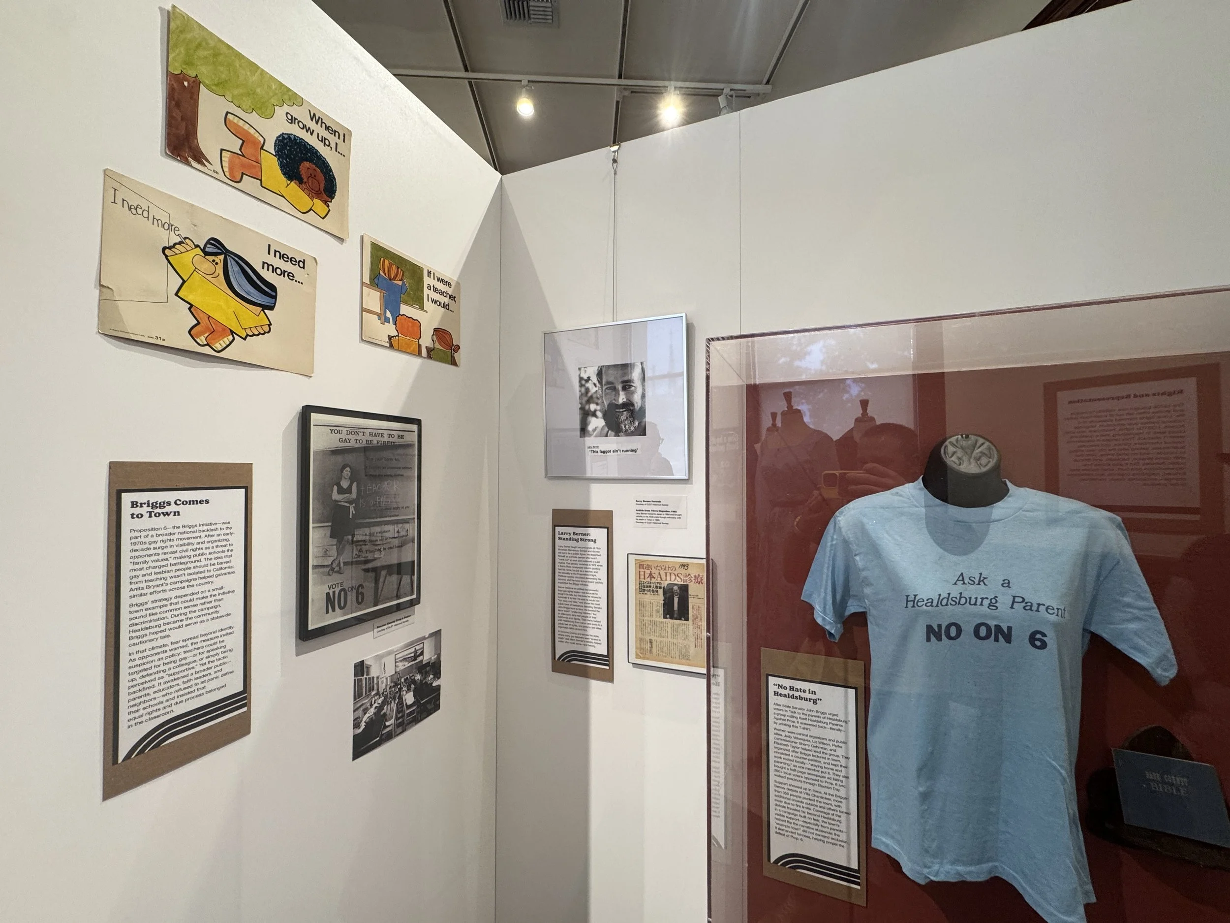 A museum display showcasing the opposition to Proposition 6.