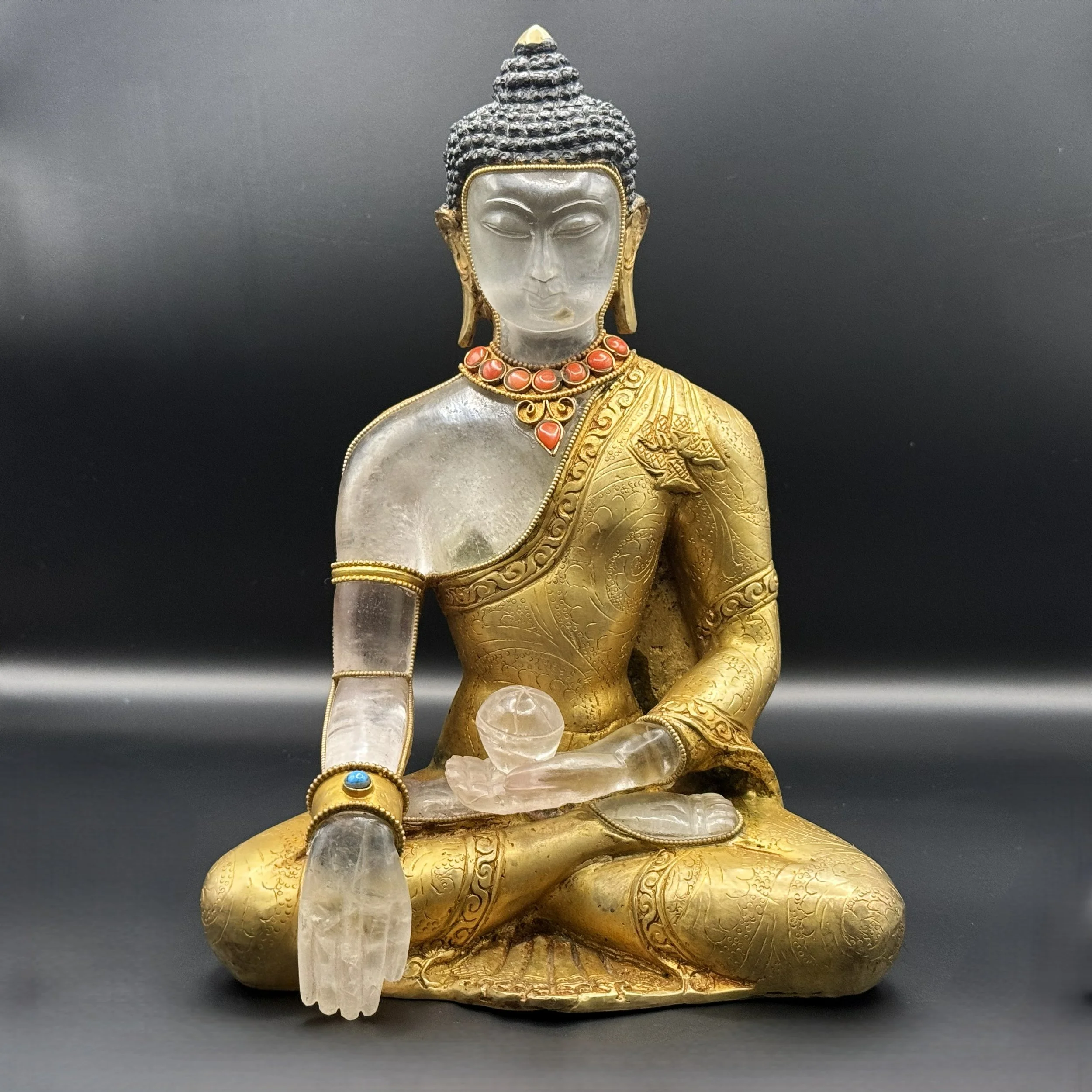 Shakyamuni Buddha (Crystal and Gold coated copper)
