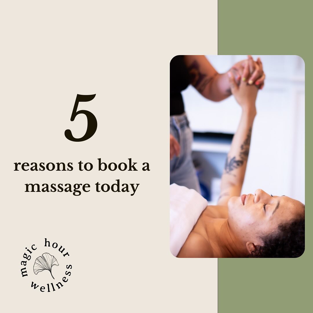 ✨ need some inspo? ✨

here are five (out of 1 billion!) reasons to book yourself a massage today: 

1. RELAXATION - there is always an abundance of work to do + things to be done. but what if you gave yourself 60-90 minutes to just rest, relax, and r