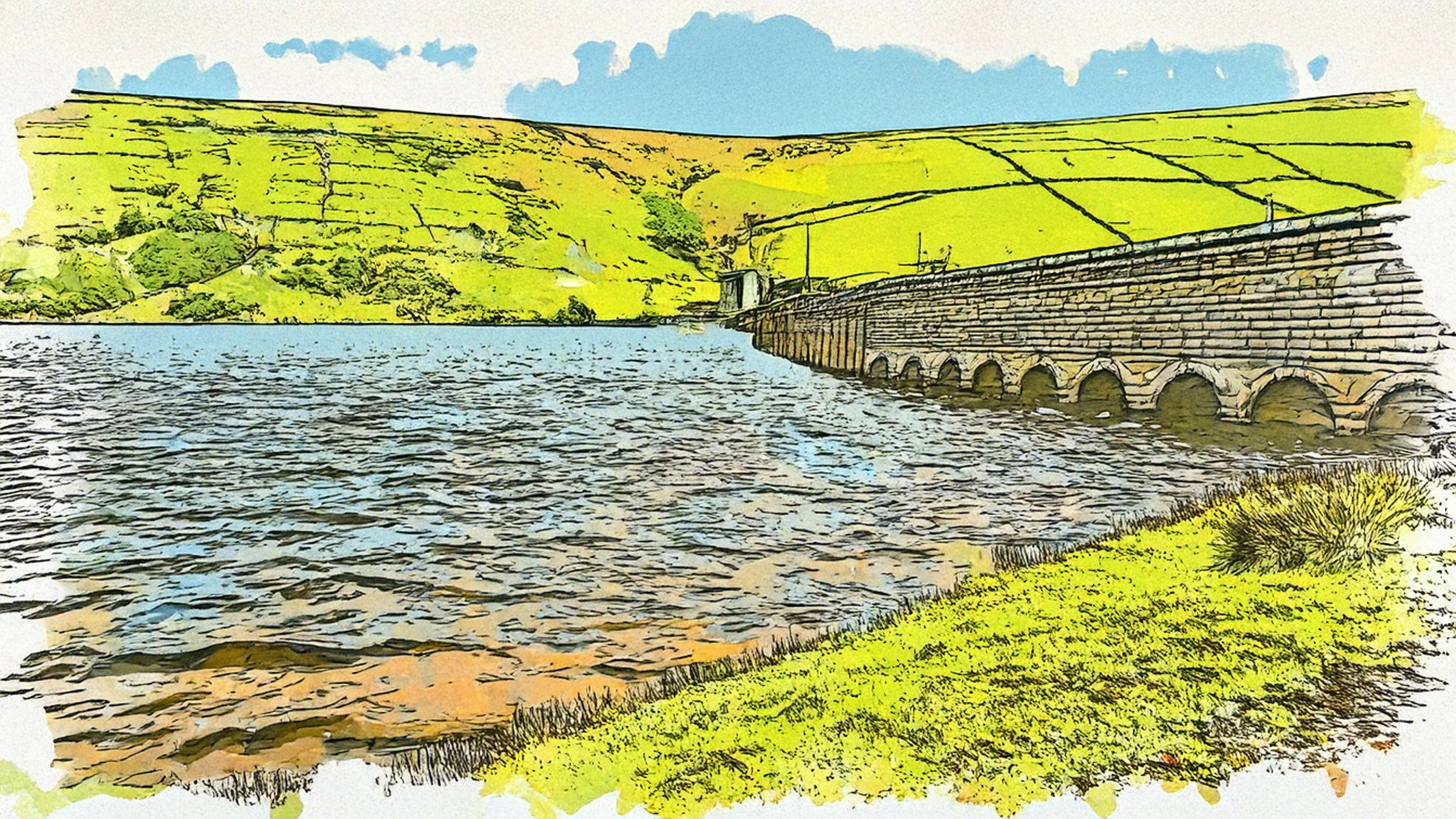 An artistic impression of Ogden Reservoir in Halifax