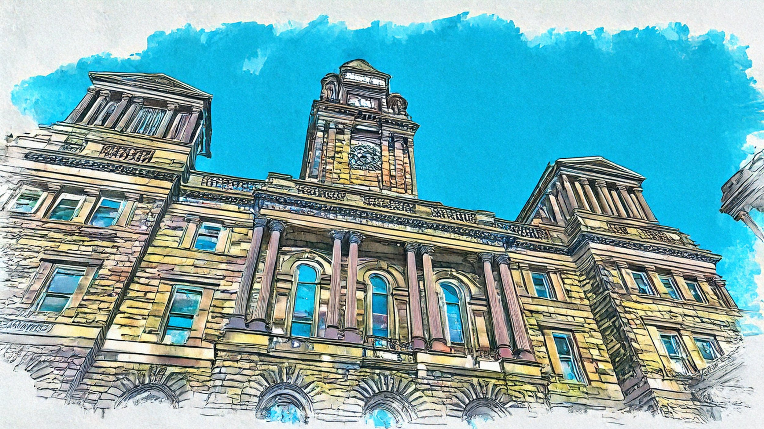 An artistic impression of Bradford Town Hall
