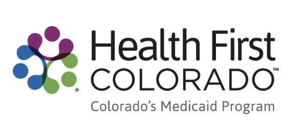 Health First Colorado logo with colorful interlinked circles and text, representing Colorado's Medicaid Program.