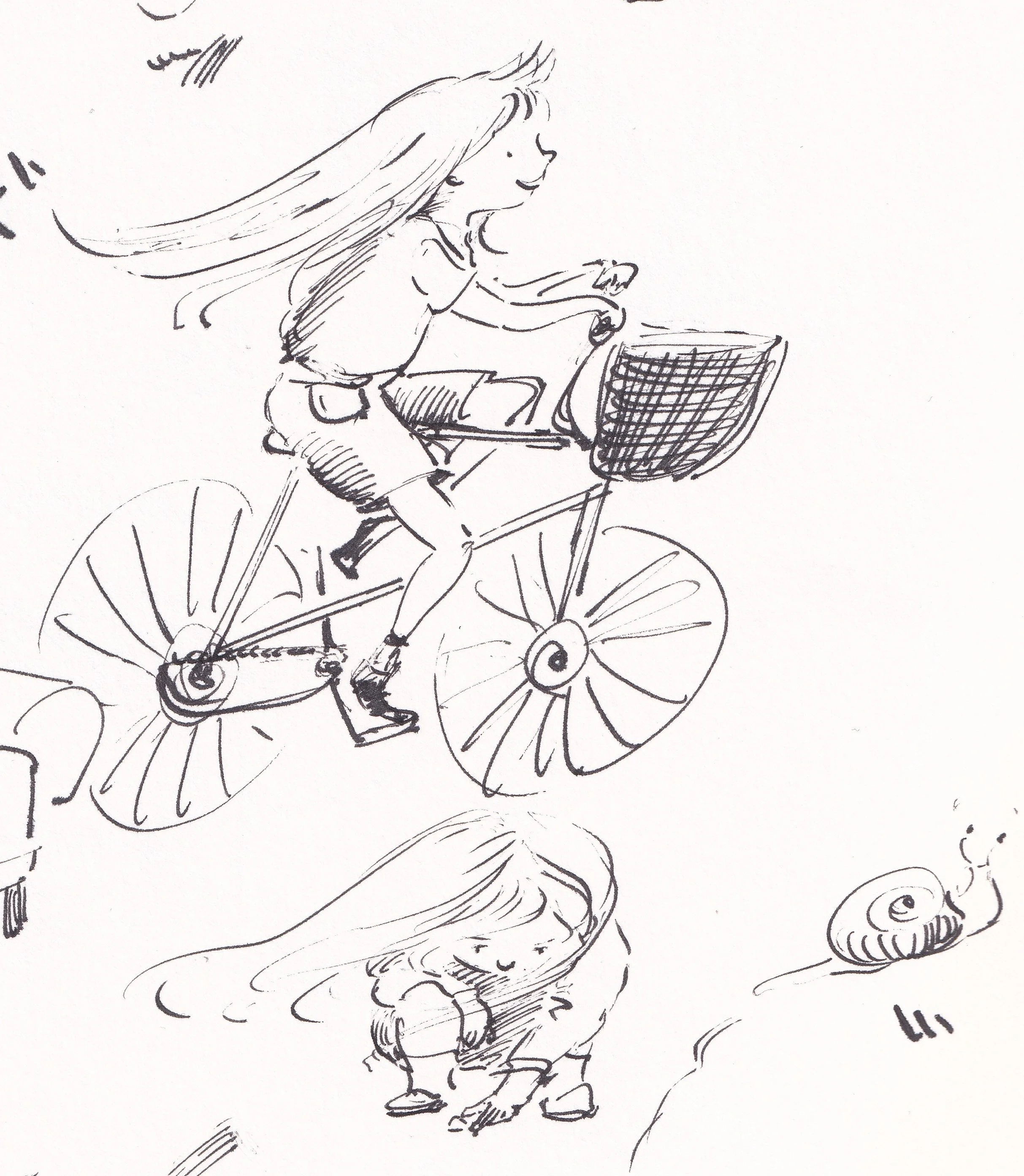 girl riding bike sketch