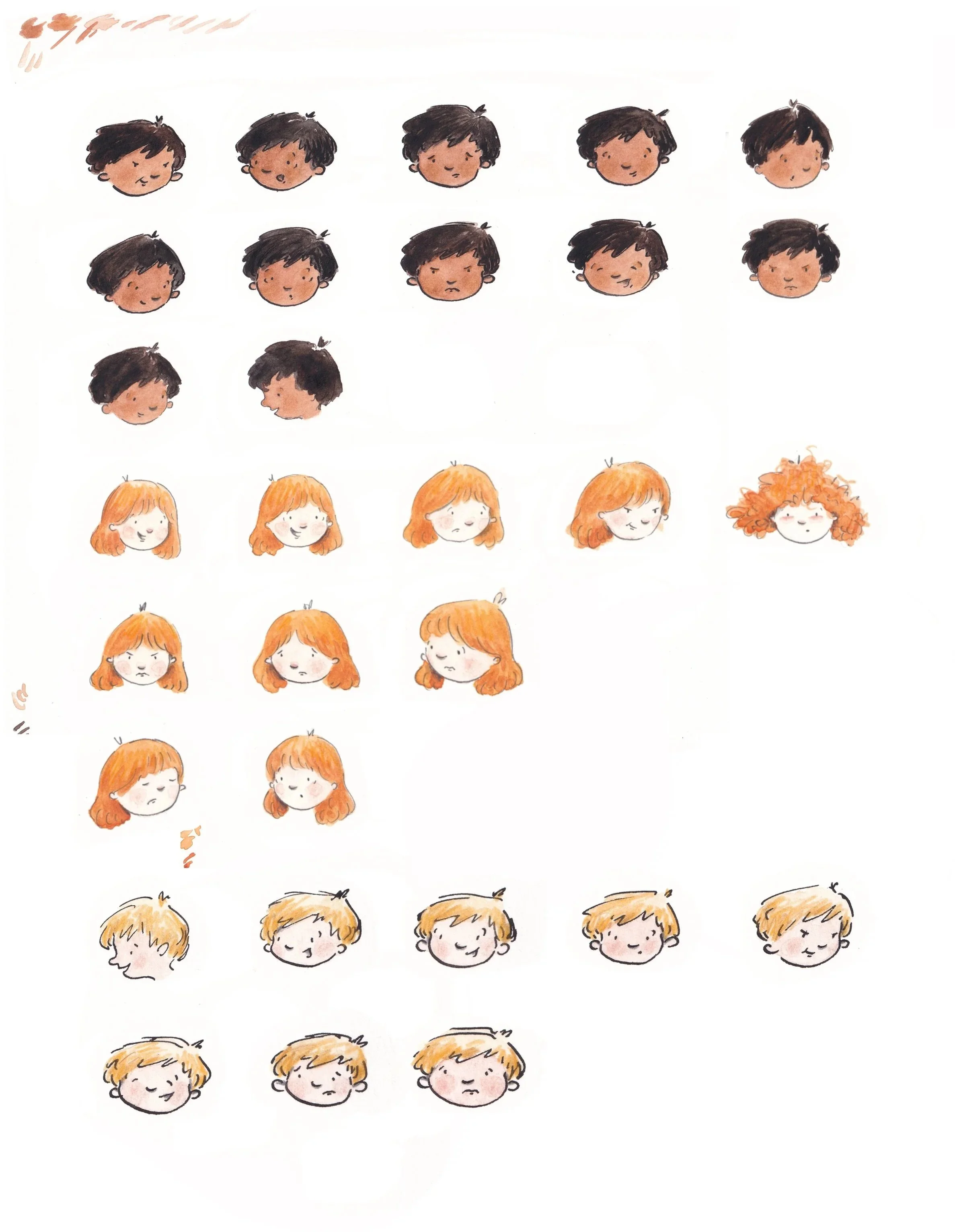 drawings of children's faces