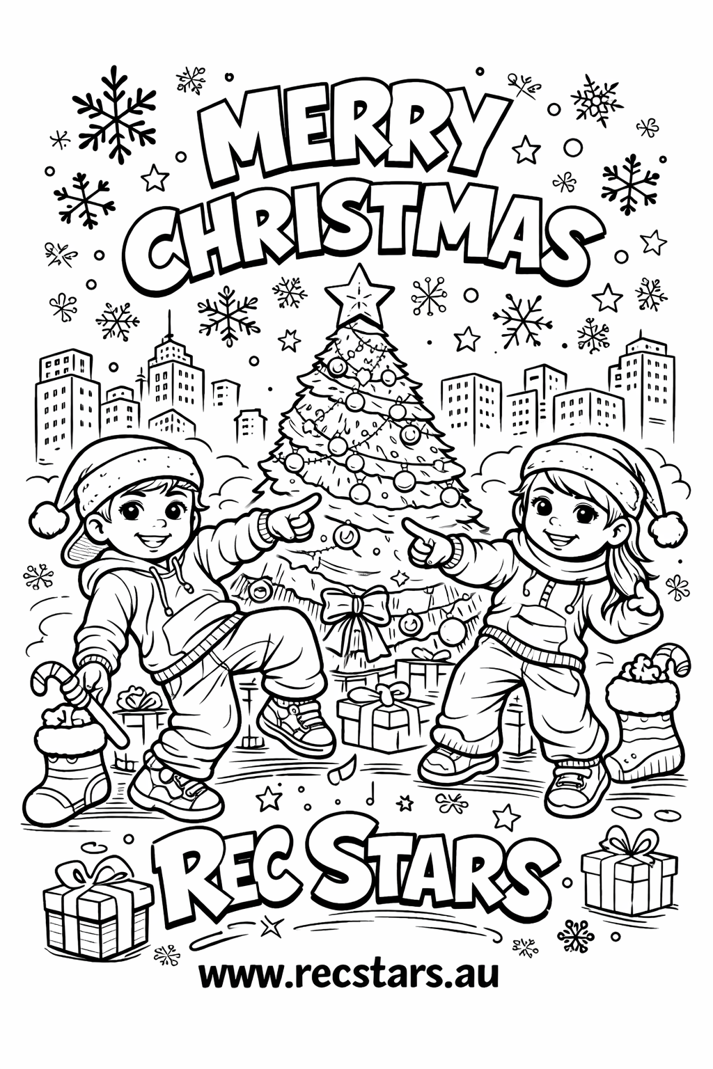 Rec Stars Dance Studio - Merry Christmas Colouring in Page