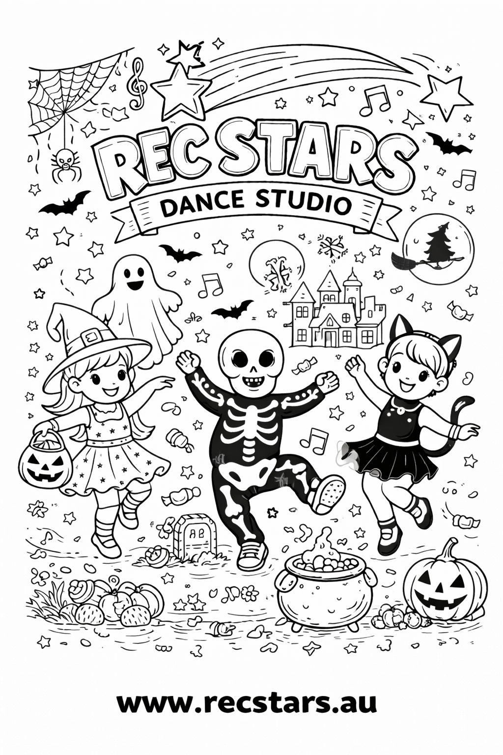 Rec Stars Dance Studio - Happy Halloween Colouring in Page