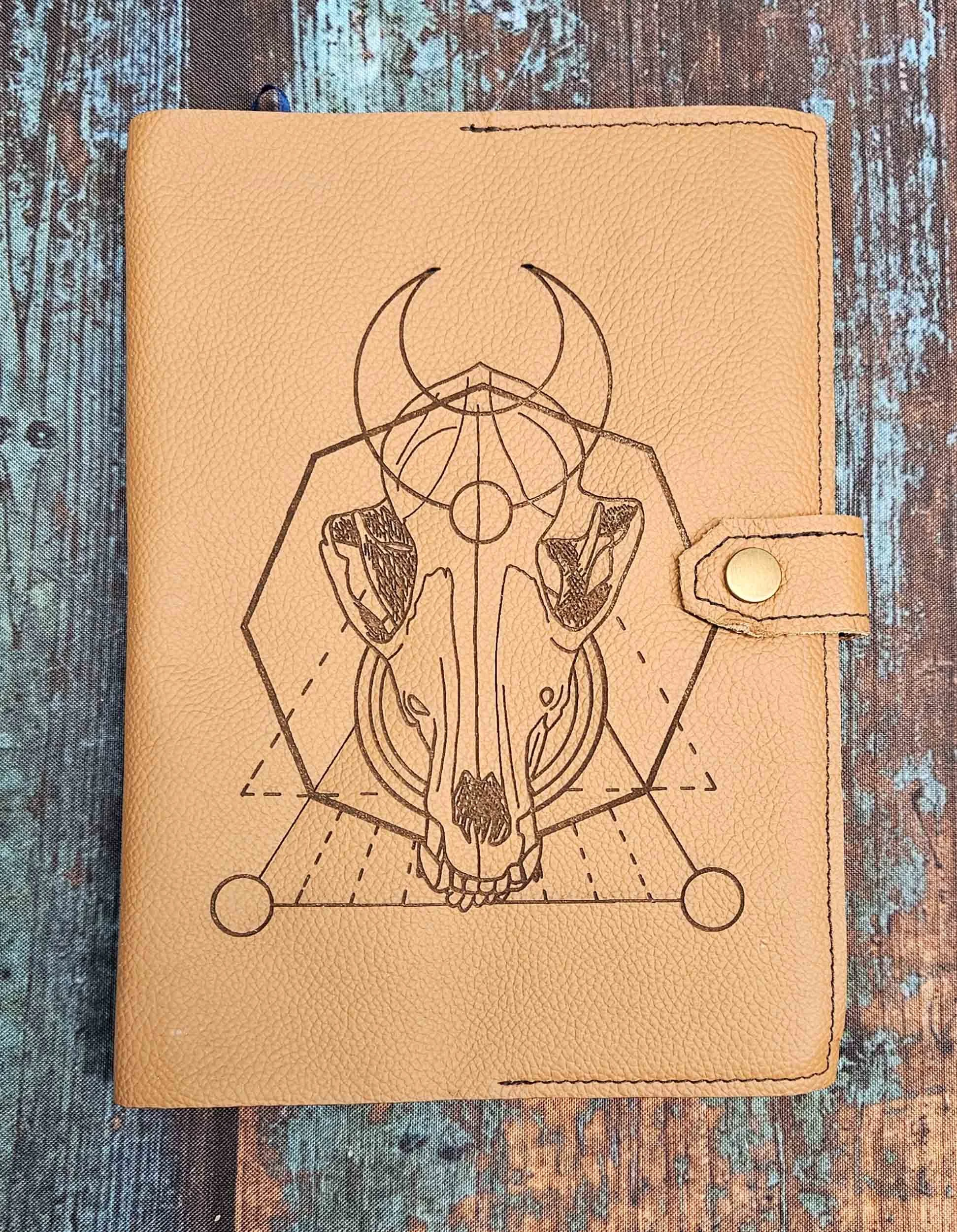 Leather Journal with Etched Fox Skull