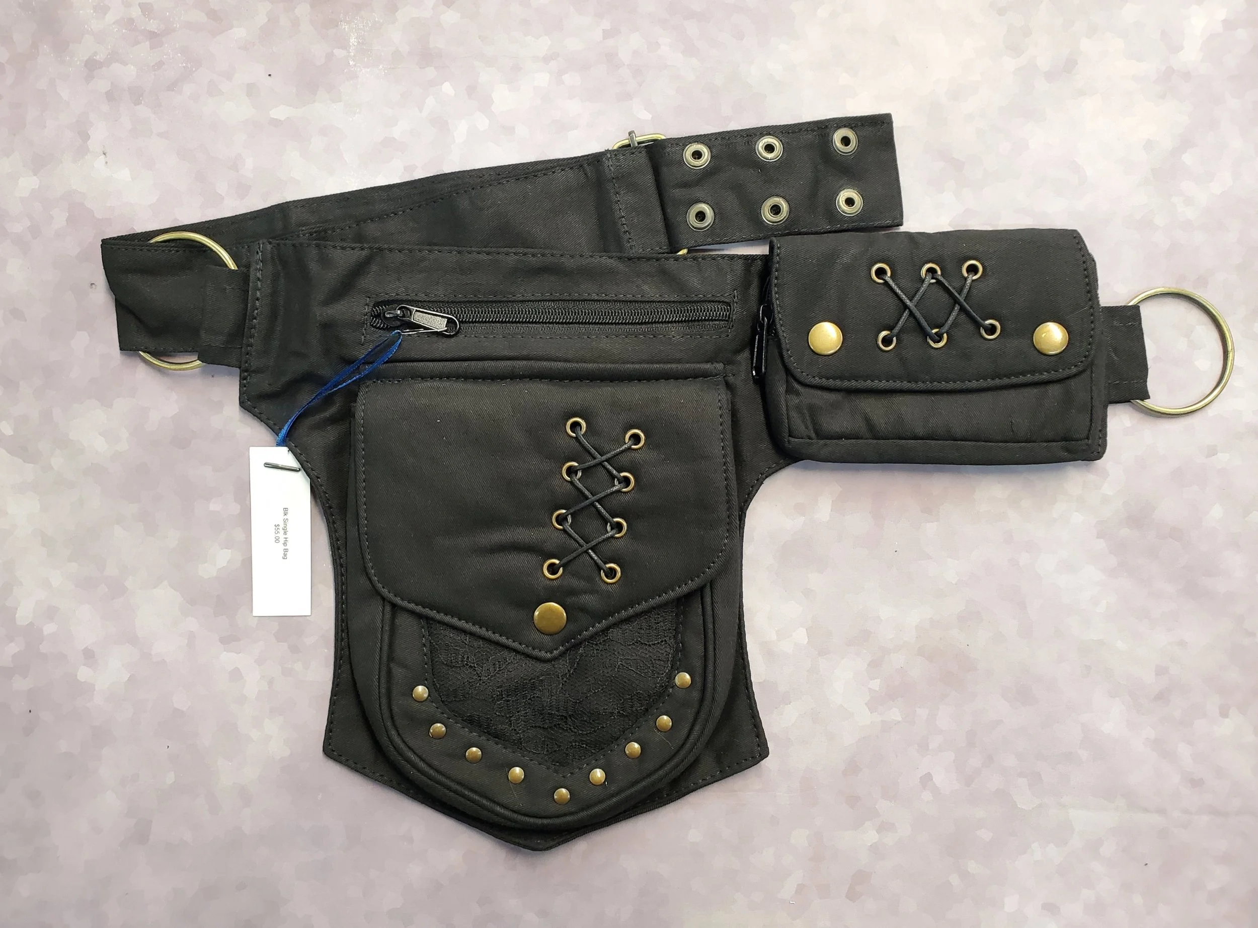 Black Single Hip Bag w/ Cell Pocket