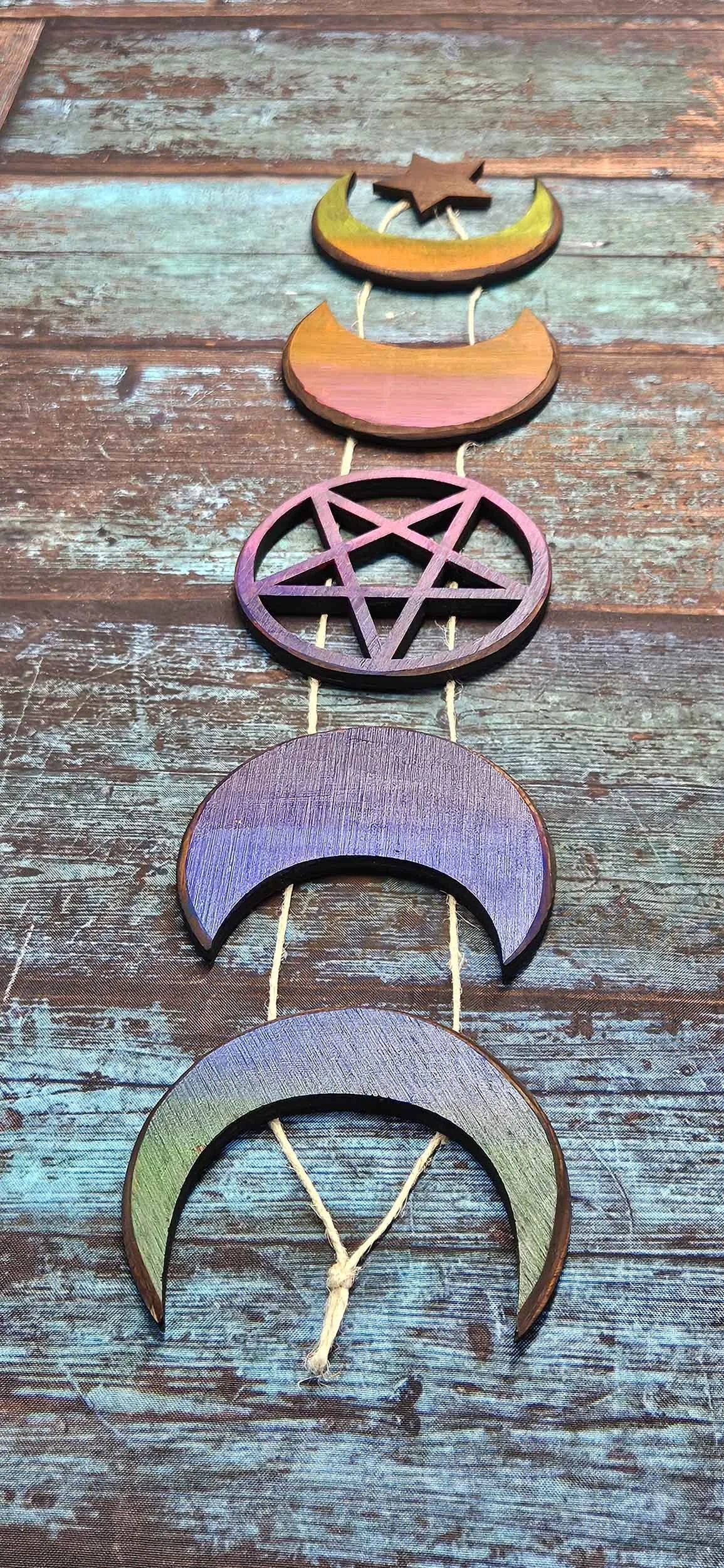Rainbow Star Full Moon Phase Wall Plaque