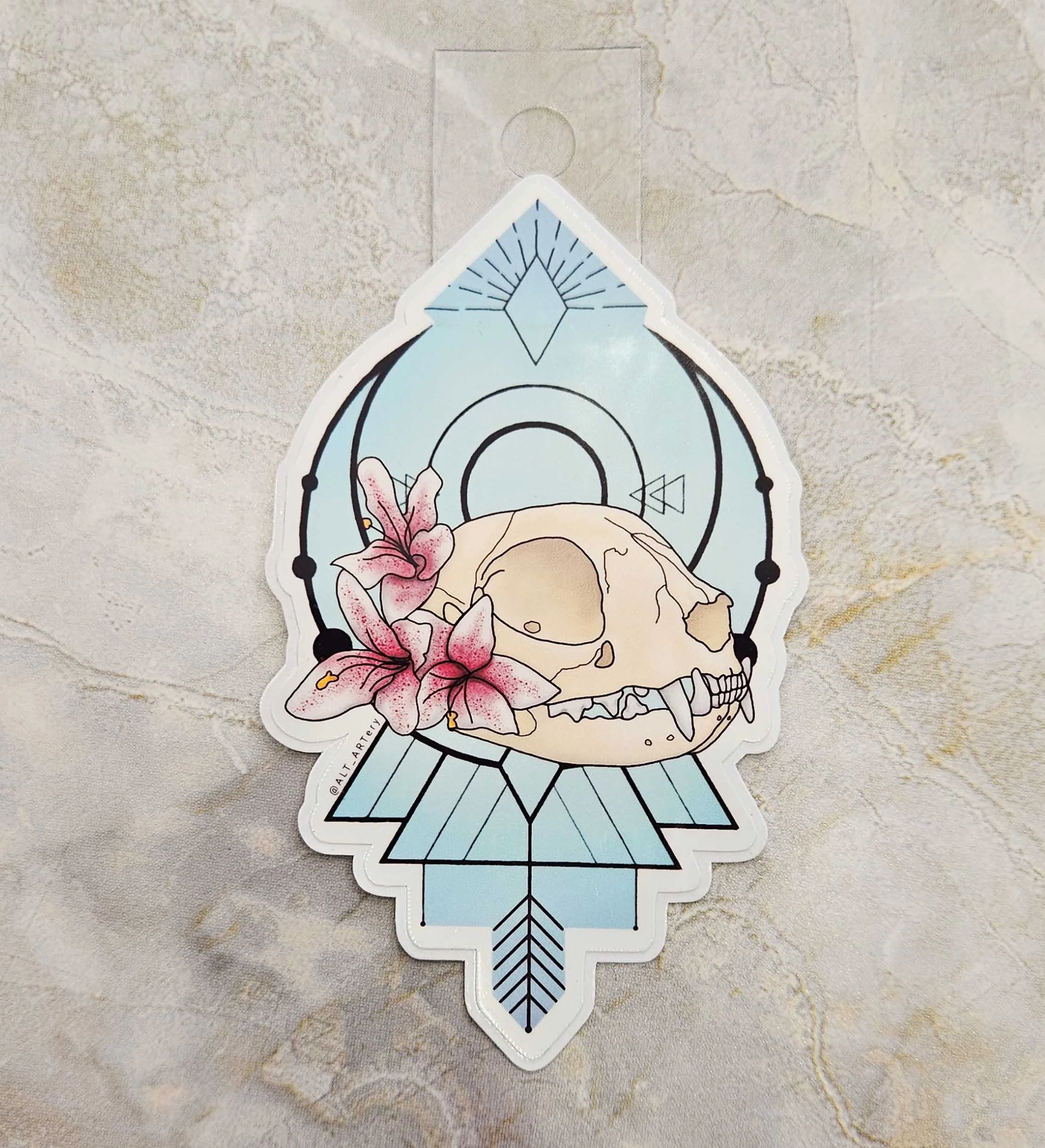 Cat Skull with Lily Sticker