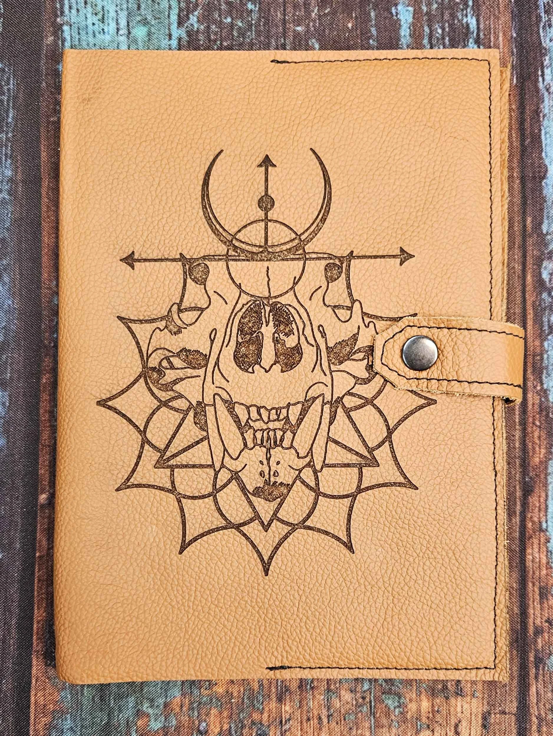 Leather Journal with Etched Polar Bear Skull
