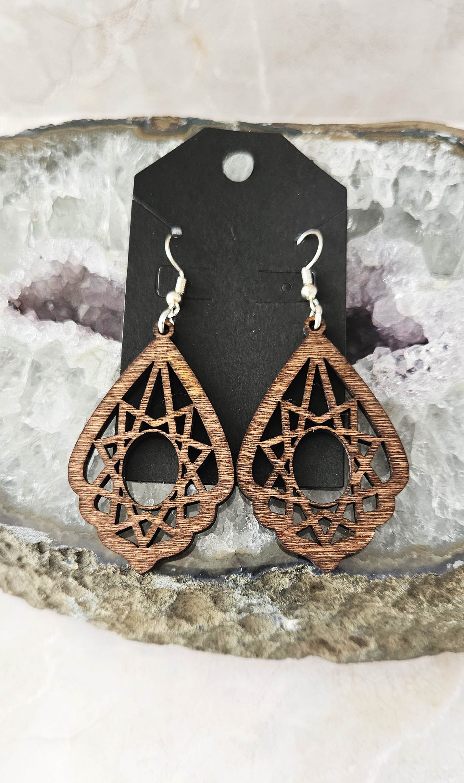 Wood Scallop Geometry Earrings
