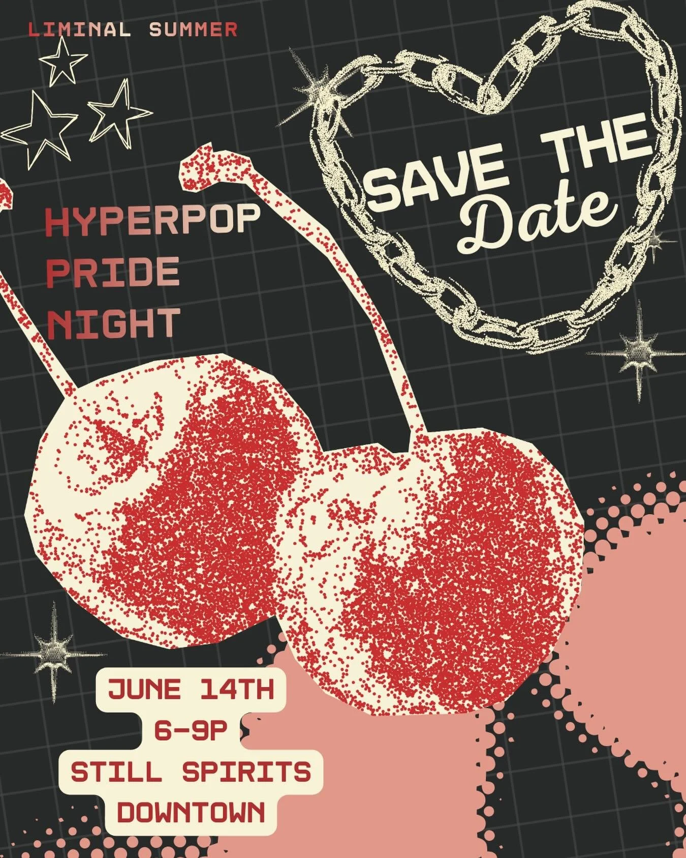 We&rsquo;re excited to announce the first event of ✨liminal summer✨

June 14th we will be hosting a hyperpop pride fundraising event so we can make some weird, campy, queer art! Be on the lookout for more info coming soon ✨

June 14th
6-9pm
Still Spi