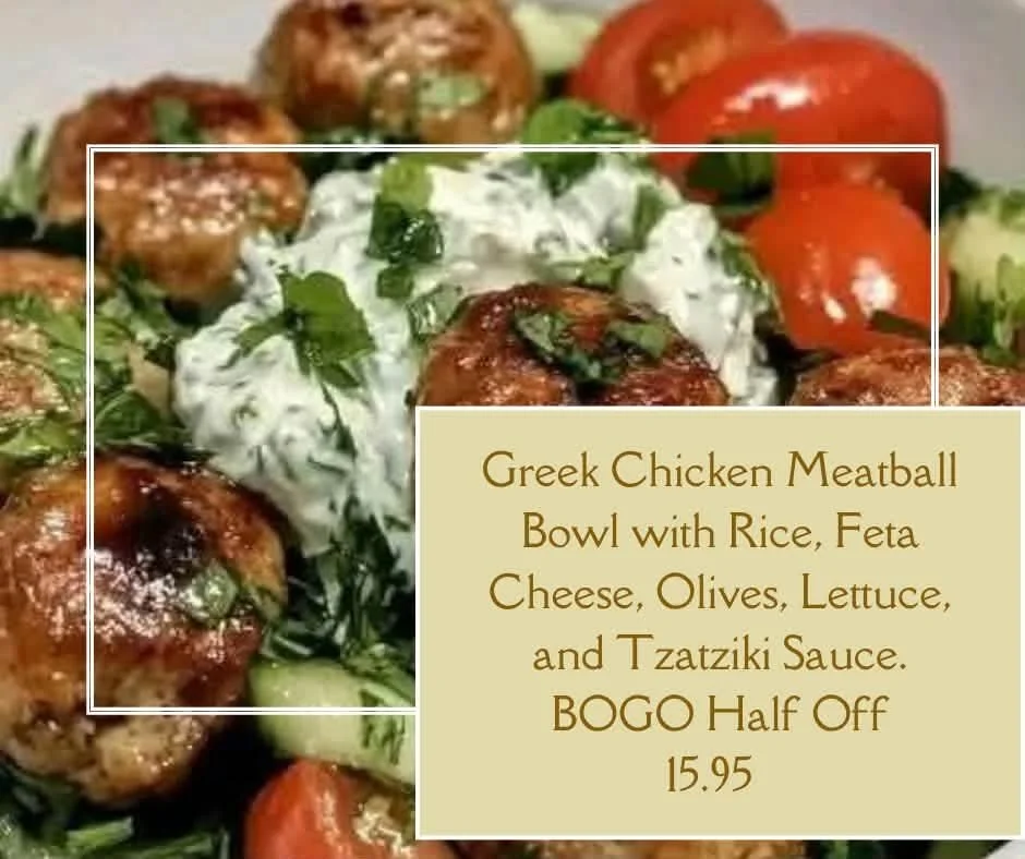 Monday Dinner- Greek Chicken Meatball Bowl