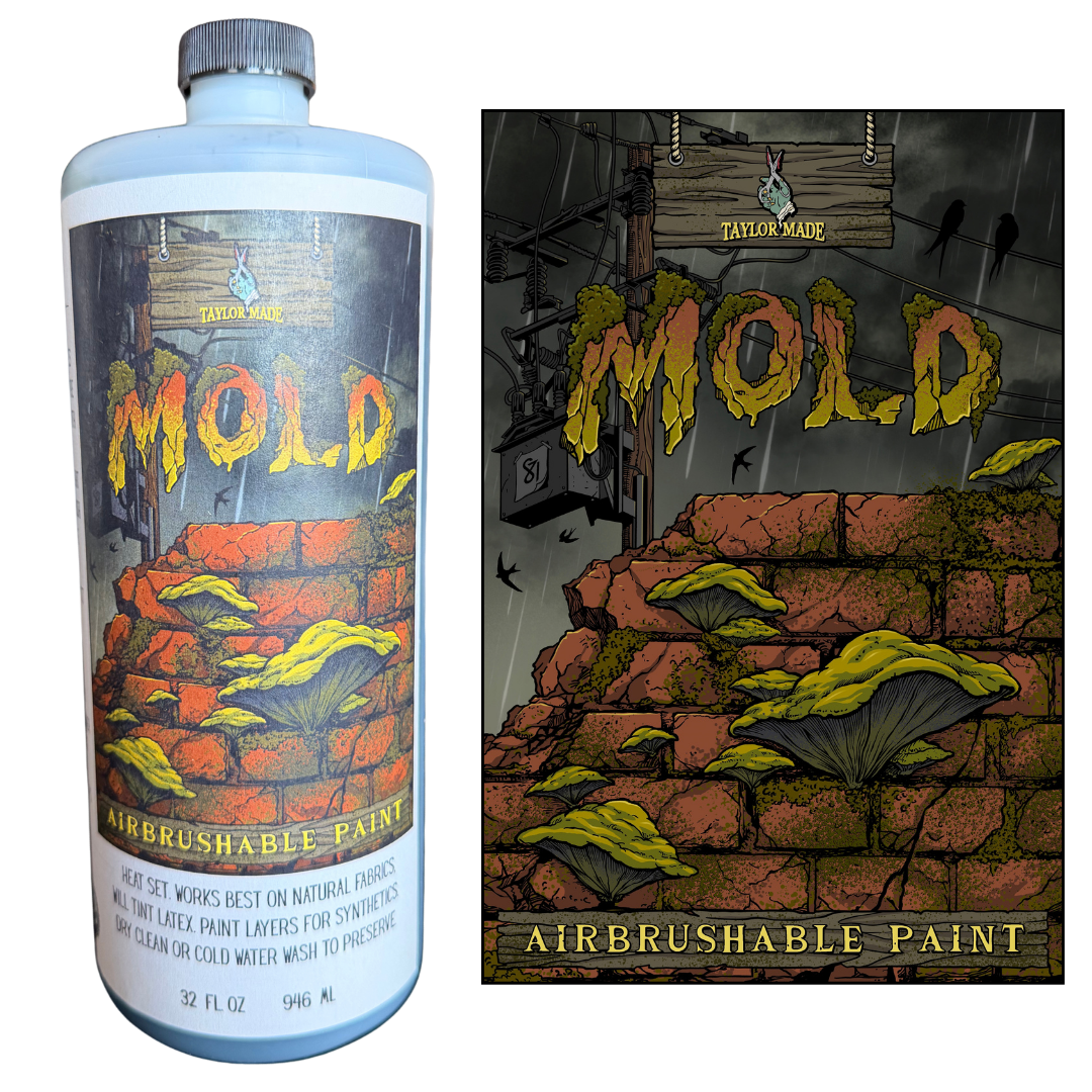 32 oz airbrushable textile paint in "Mold" color