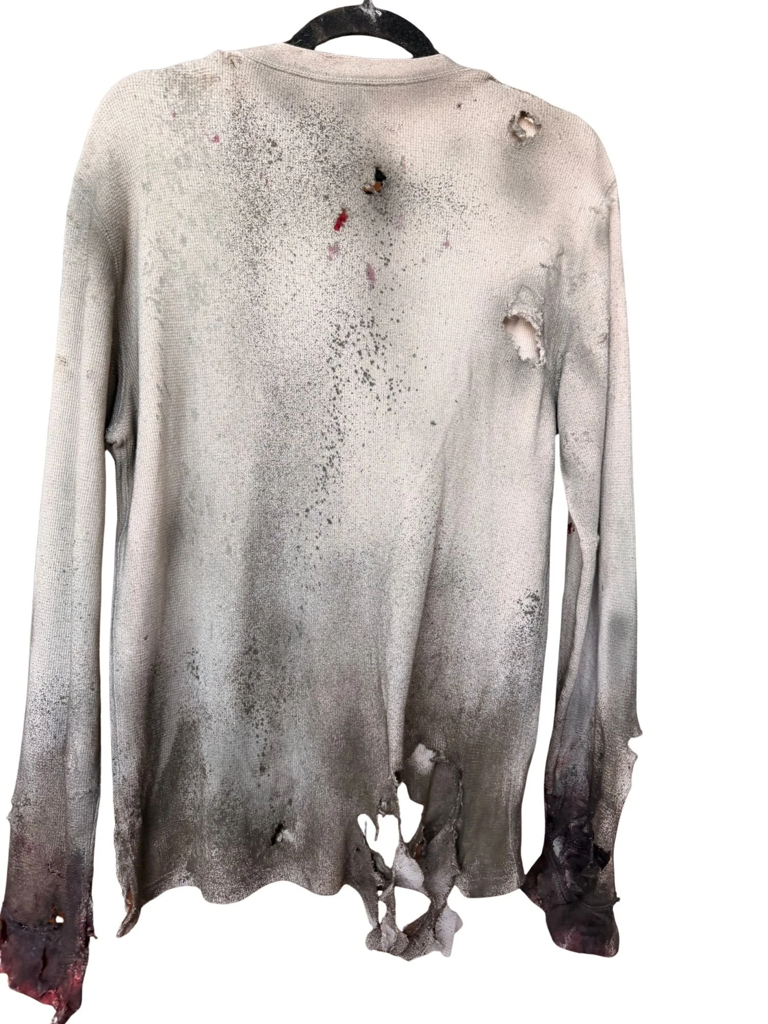 SFX Painted Zombie Thermal Undershirt – Beige Distressed Horror Costume Top, Size Large 5.jpg